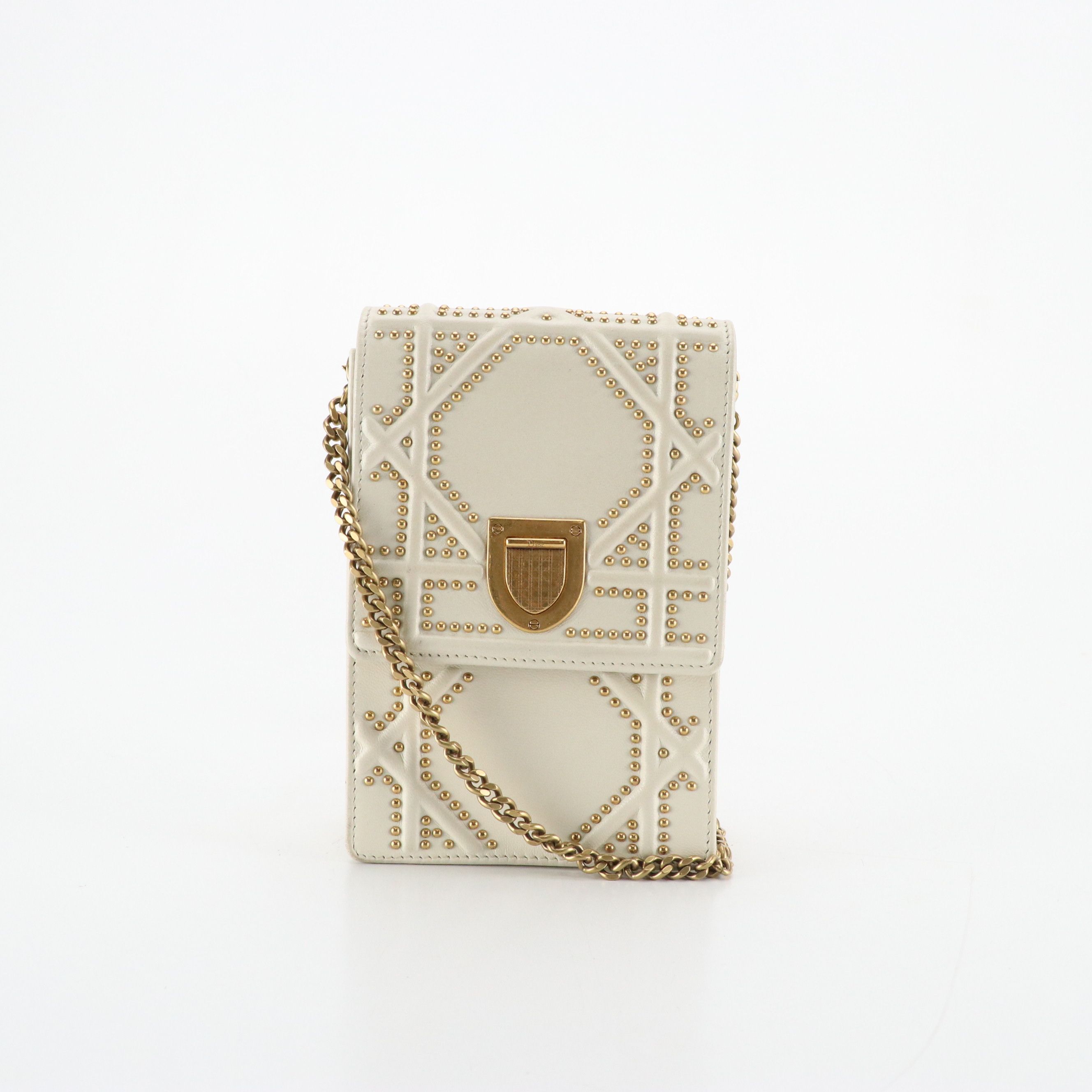 Christian Dior Diorama Vertical Clutch on Chain in Studded Leather