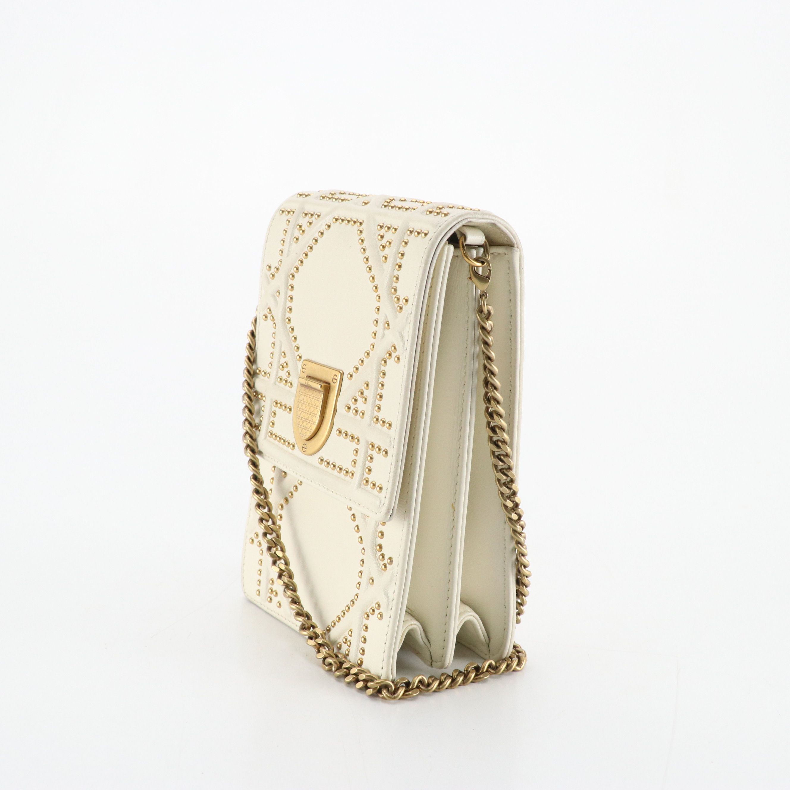 Christian Dior Diorama Vertical Clutch on Chain in Studded Leather