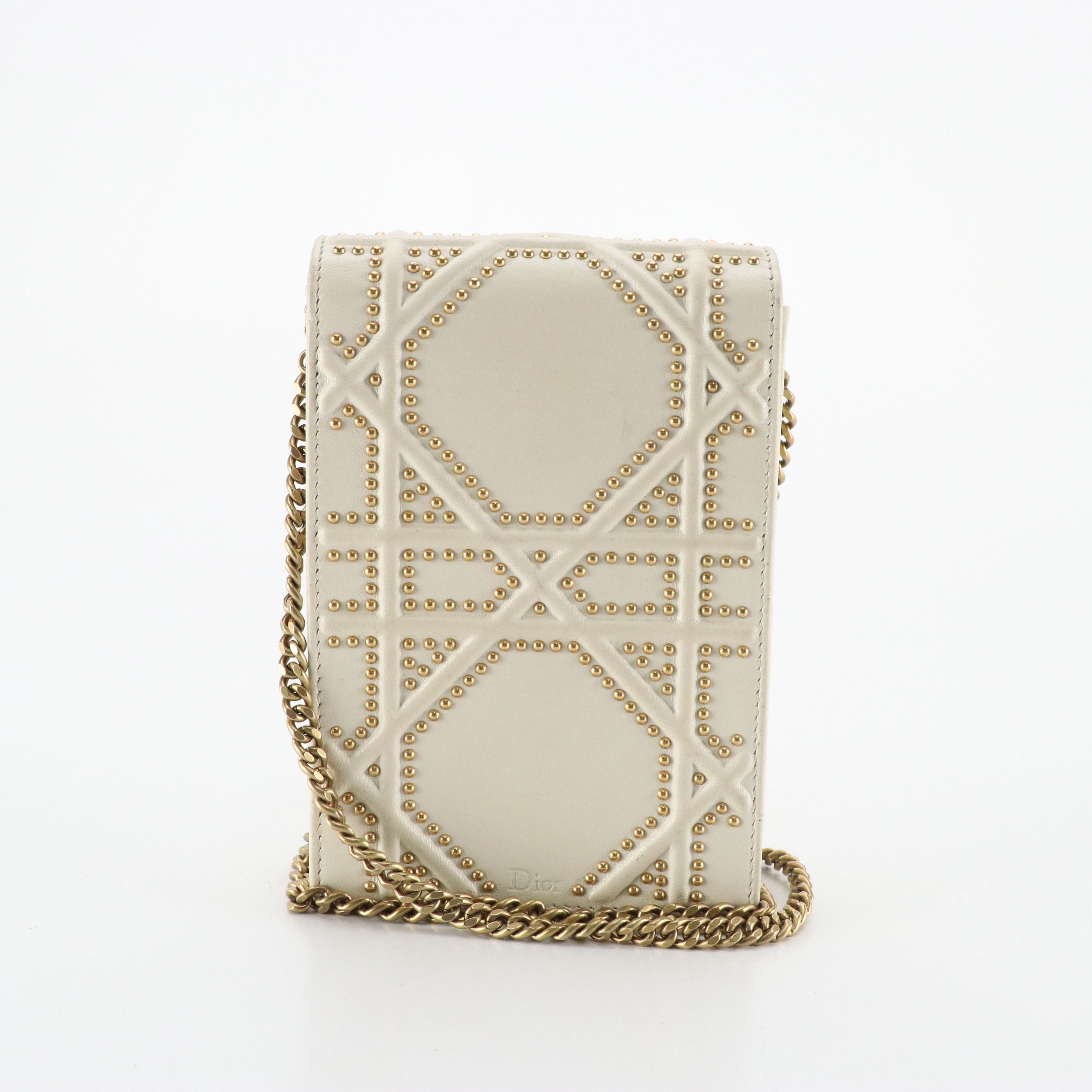 Christian Dior Diorama Vertical Clutch on Chain in Studded Leather