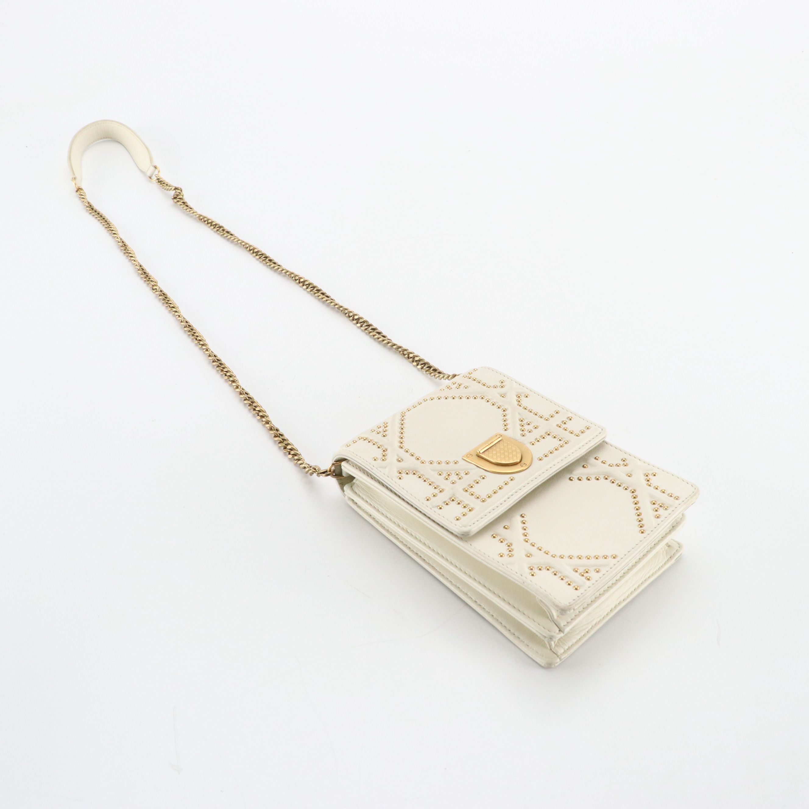 Christian Dior Diorama Vertical Clutch on Chain in Studded Leather