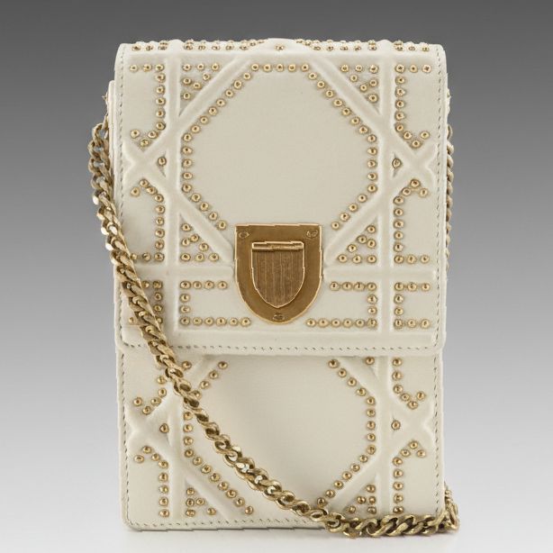 Christian Dior Diorama Vertical Clutch on Chain in Studded Leather