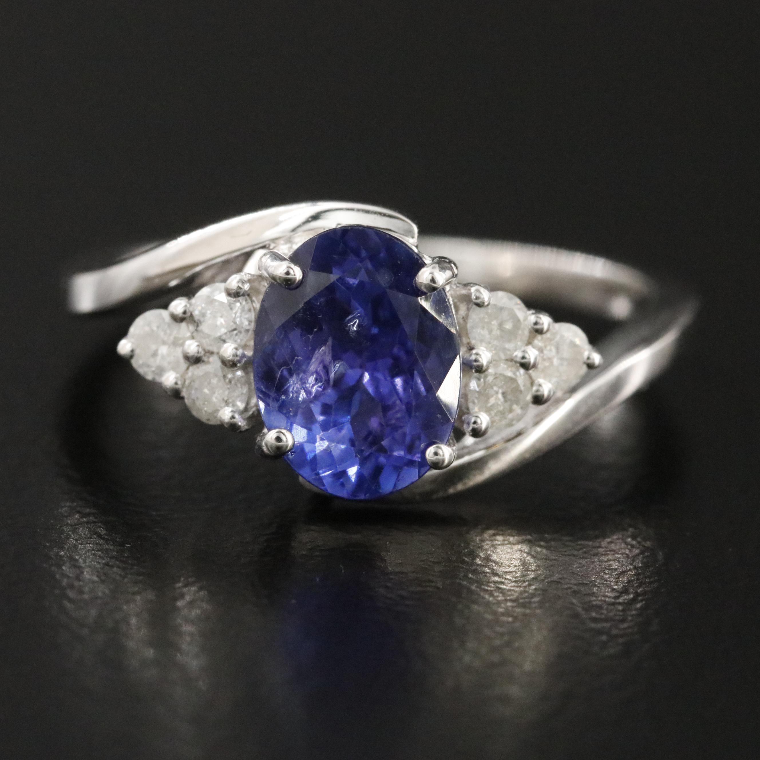 Oscar Friedman Sterling Tanzanite and Diamond Ring