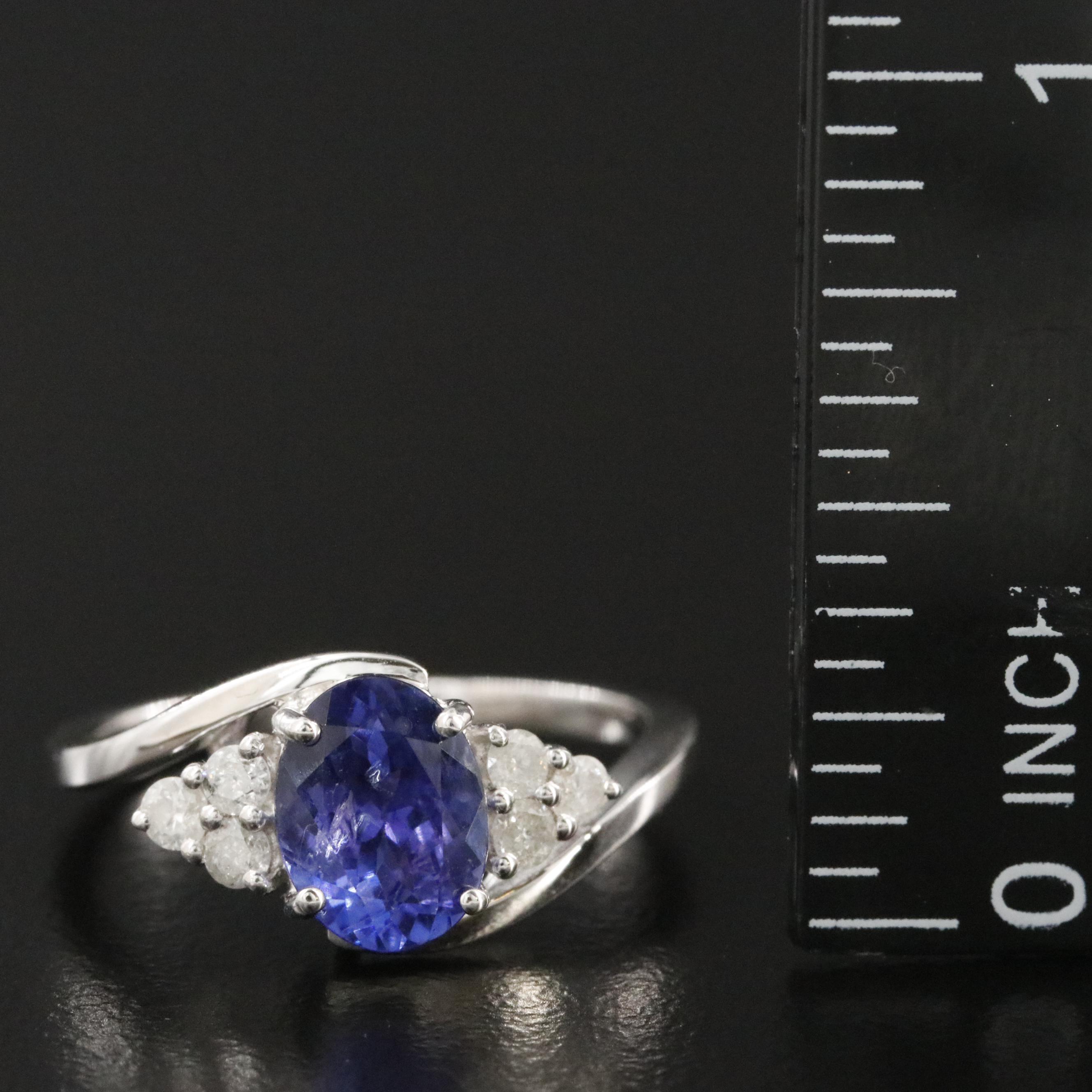 Oscar Friedman Sterling Tanzanite and Diamond Ring