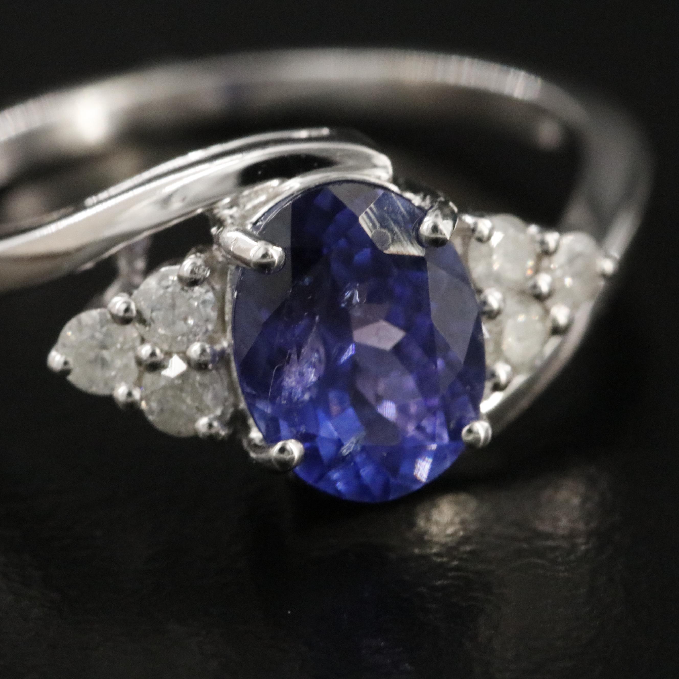 Oscar Friedman Sterling Tanzanite and Diamond Ring