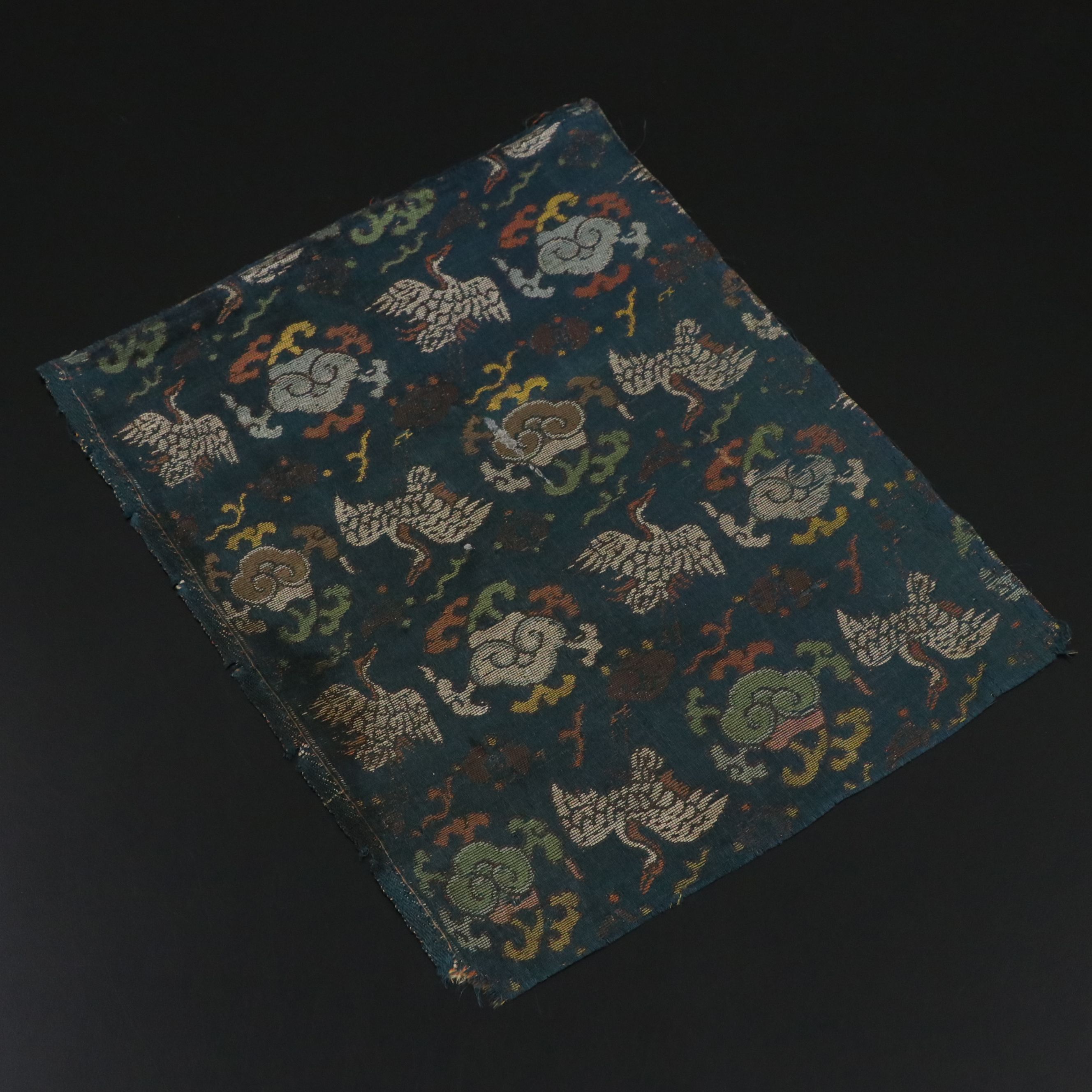 Antique Chinese Silk Brocade Textile Fragment, Qing Dynasty or Earlier