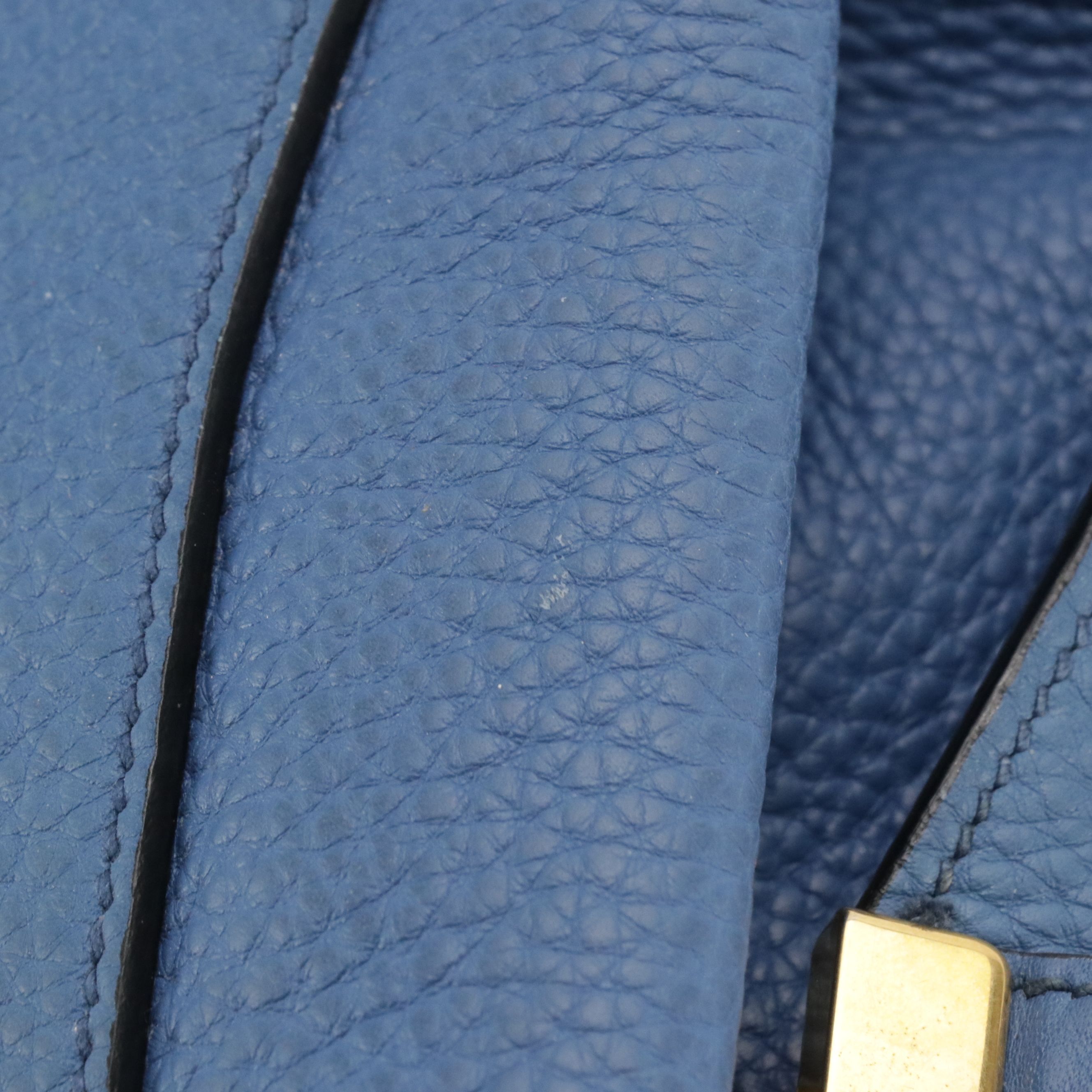 Prada Sound Lock Two-Way Satchel in Blue Vitello Daino Leather