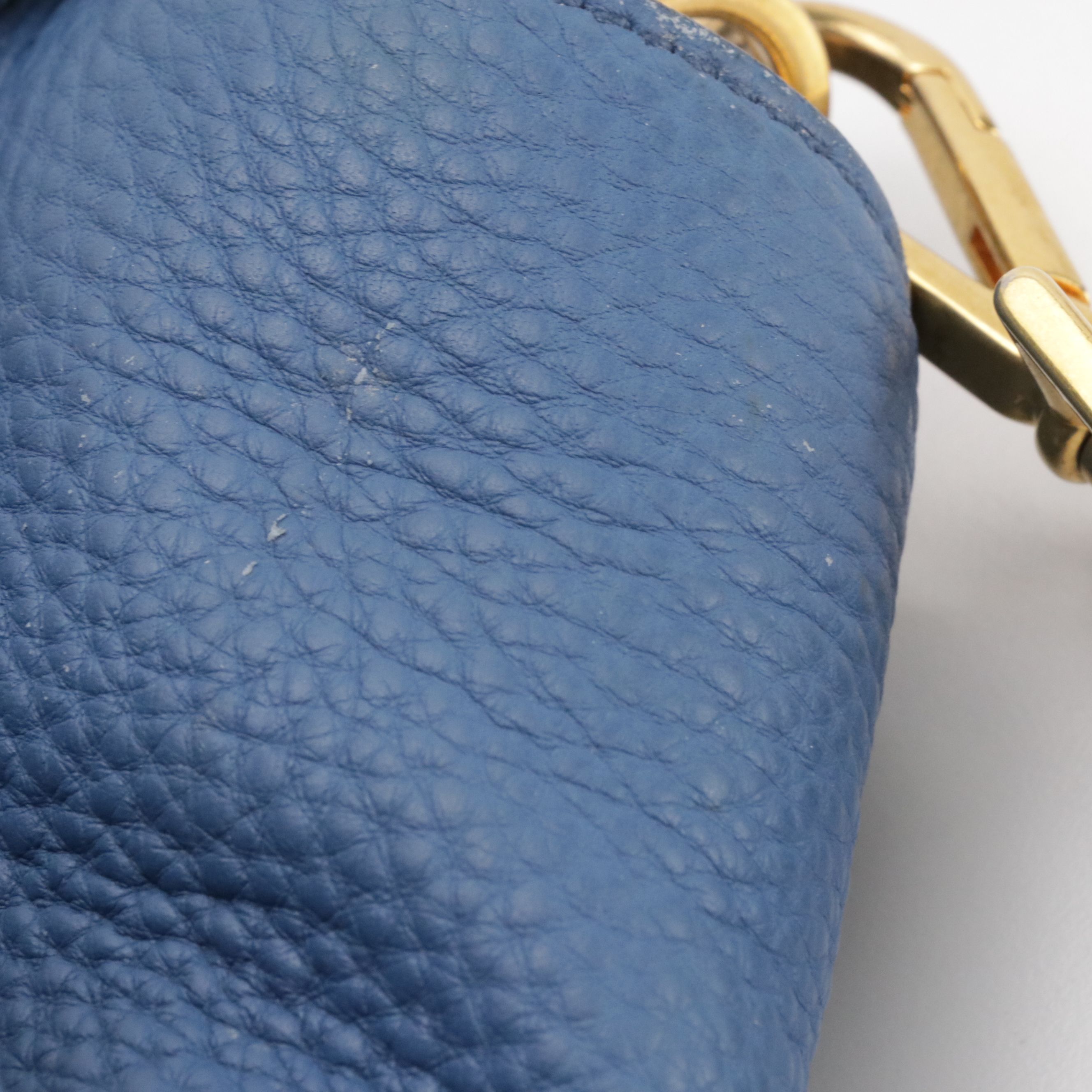 Prada Sound Lock Two-Way Satchel in Blue Vitello Daino Leather