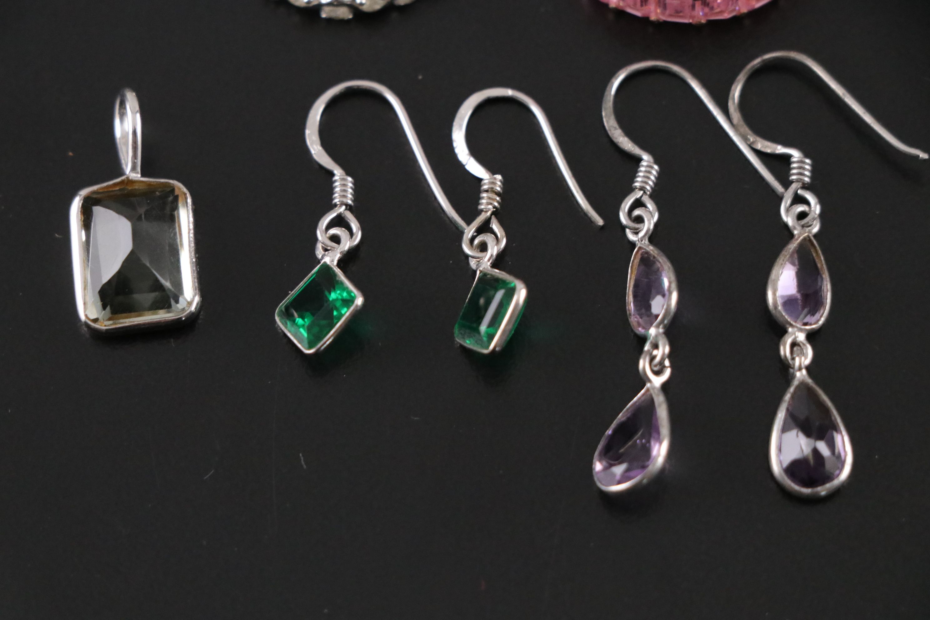 14 Assorted Sterling Silver Necklace, Rings, and Earrings Set