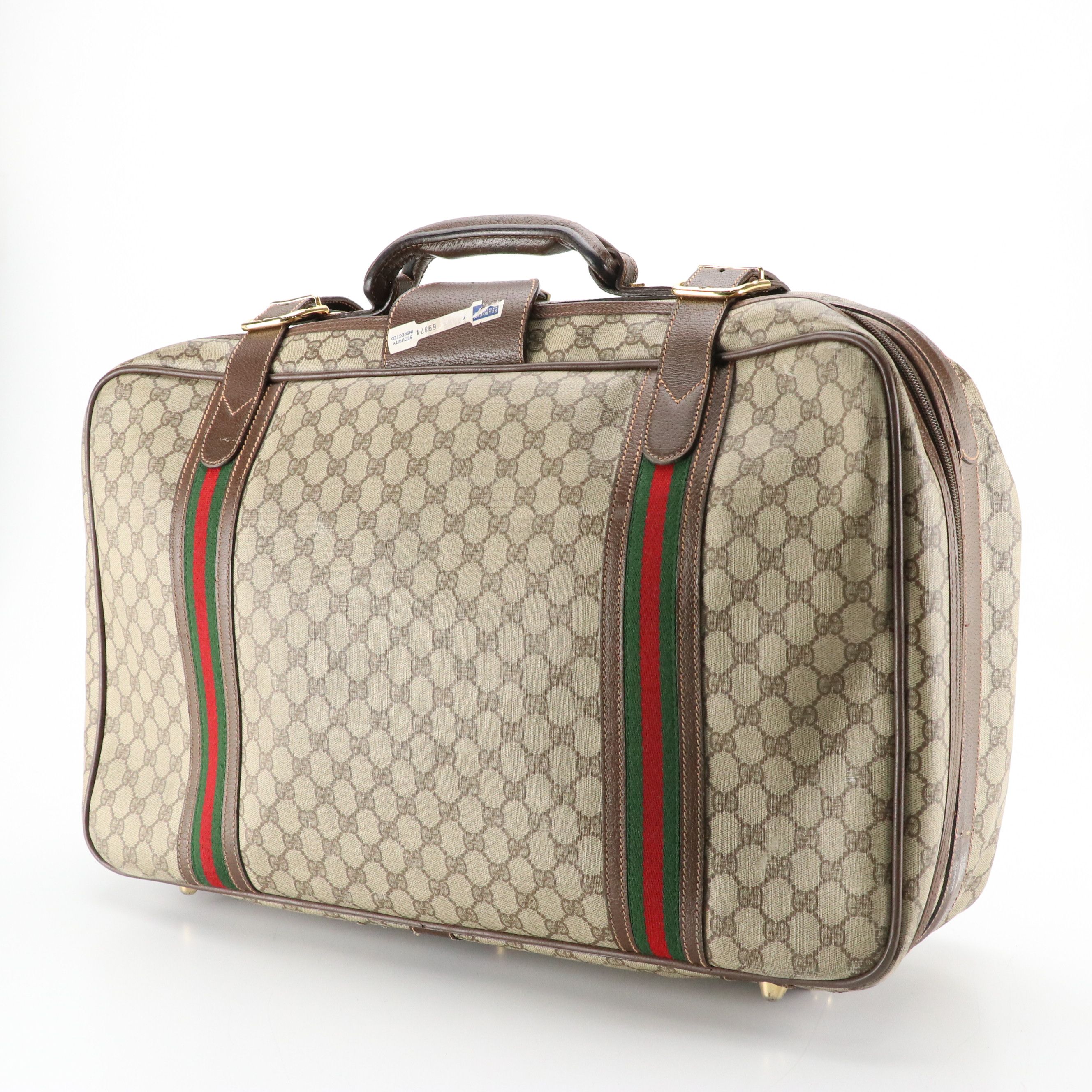 Gucci Web Stripe 60cm Soft Suitcase in GG Supreme Canvas and Leather