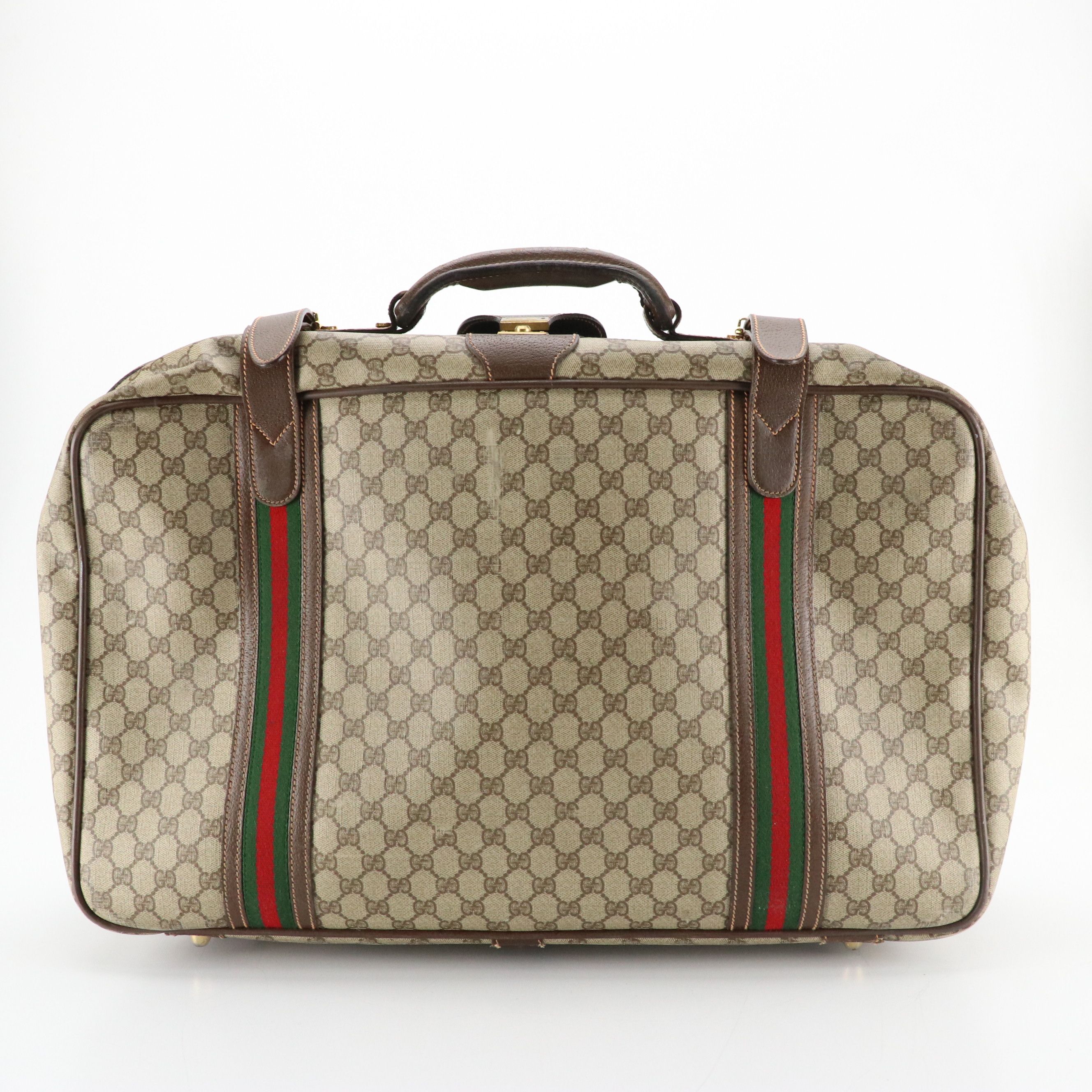 Gucci Web Stripe 60cm Soft Suitcase in GG Supreme Canvas and Leather