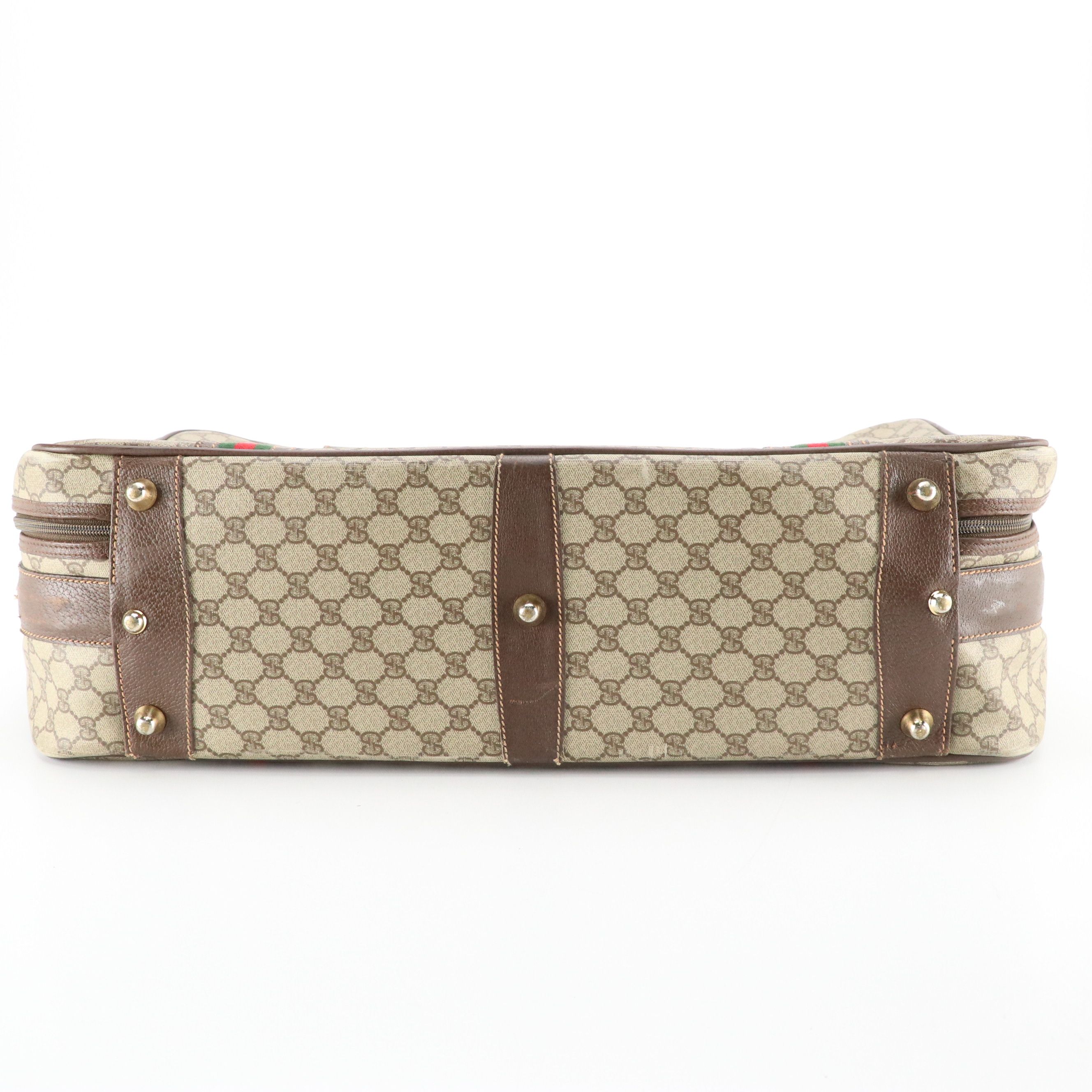 Gucci Web Stripe 60cm Soft Suitcase in GG Supreme Canvas and Leather