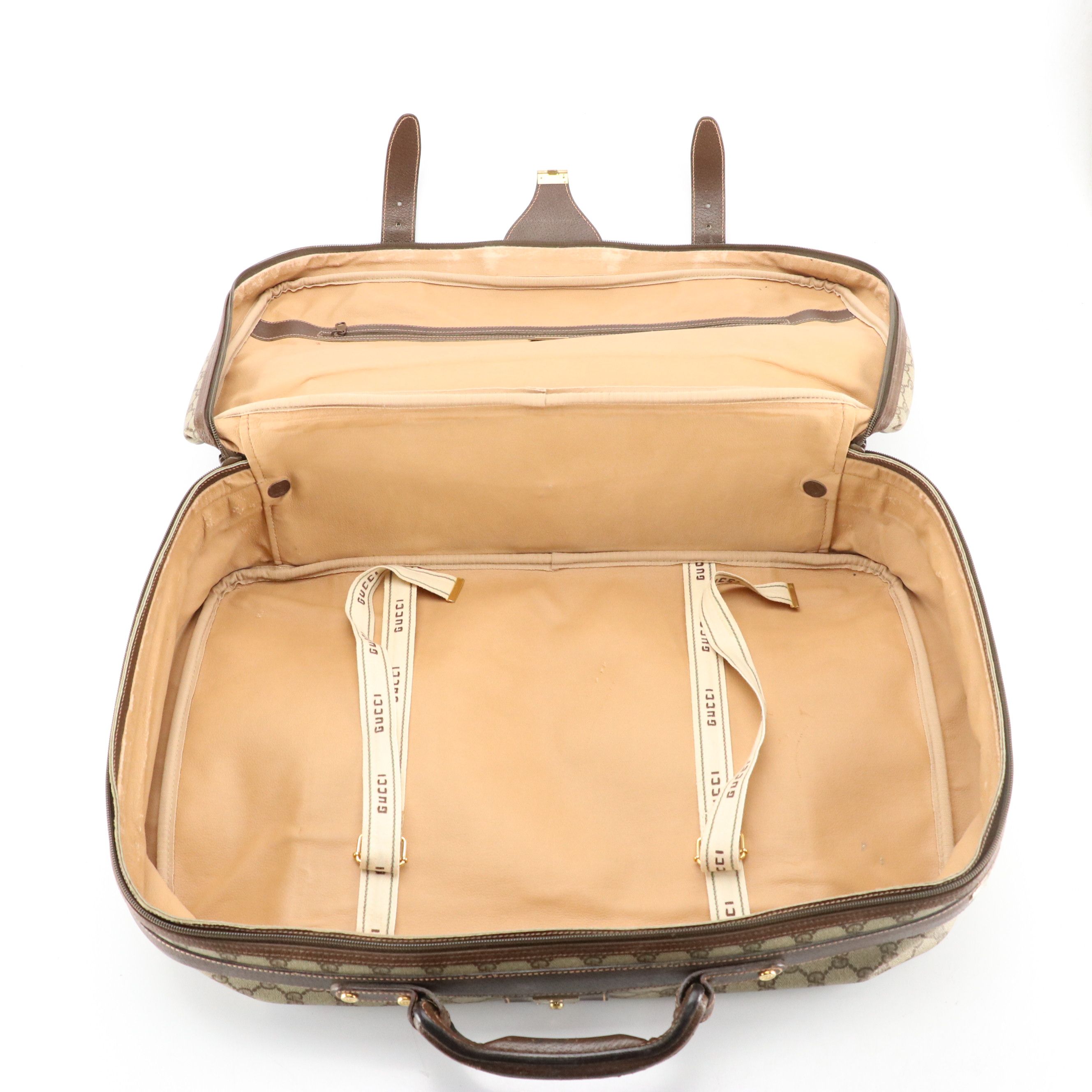 Gucci Web Stripe 60cm Soft Suitcase in GG Supreme Canvas and Leather