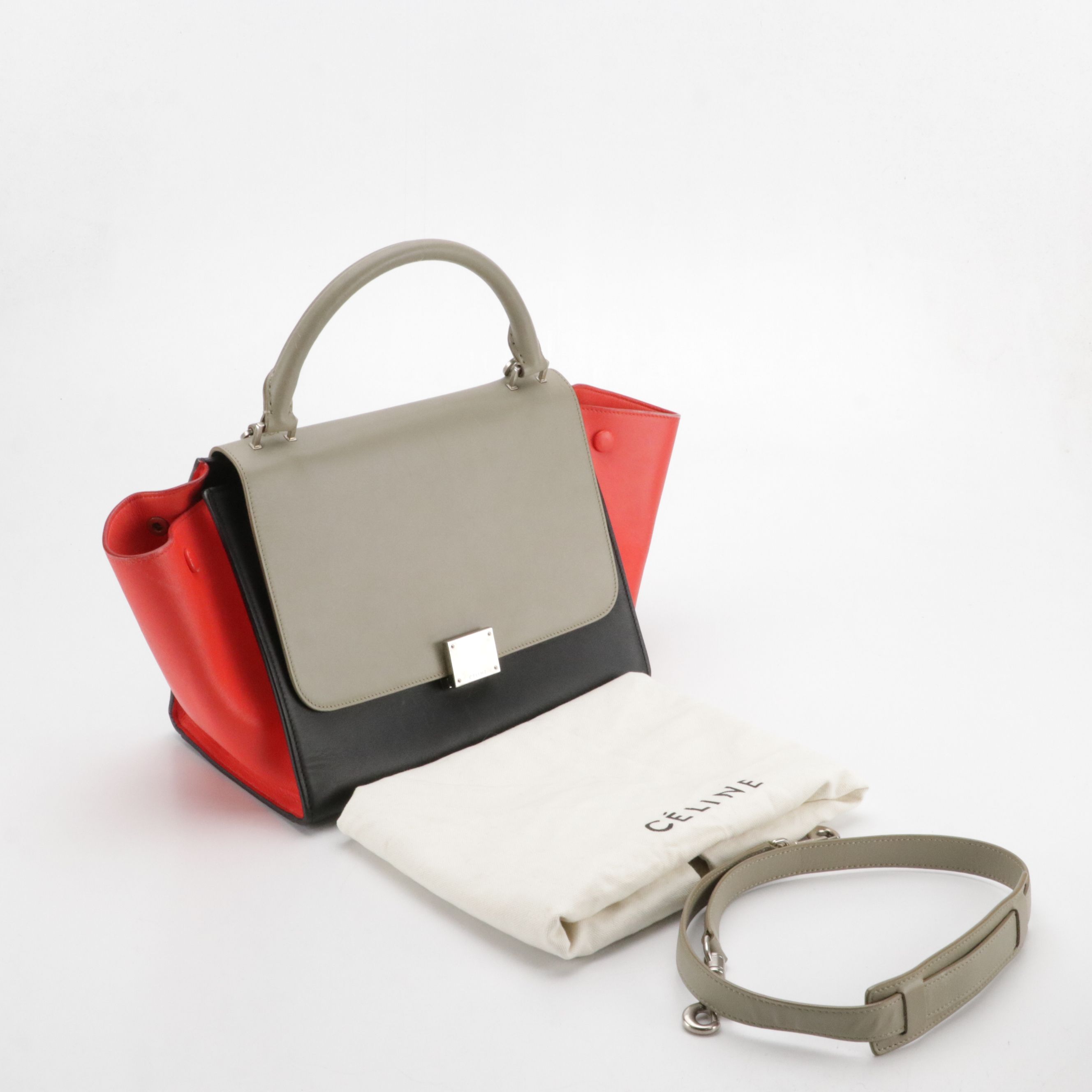 Céline Small Trapeze Two-Way Bag in Tricolored Leather