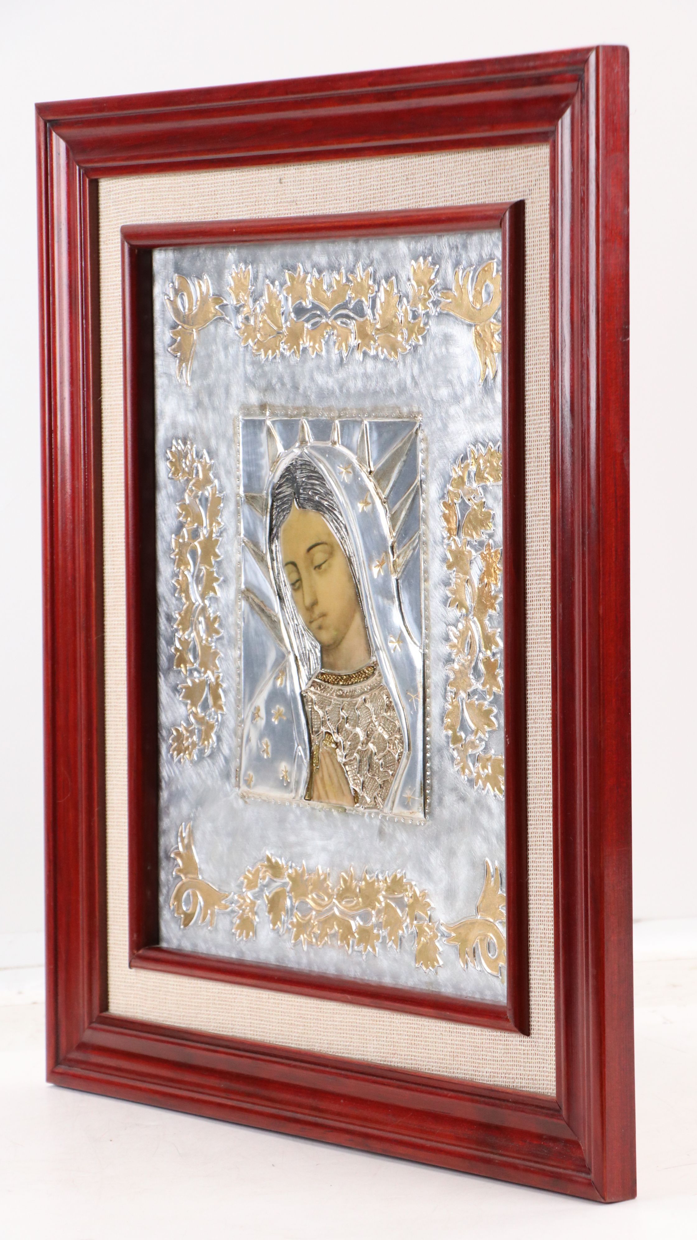 Tin Hojalata Mother Mary Folk Art, Mid to Late 20th Century