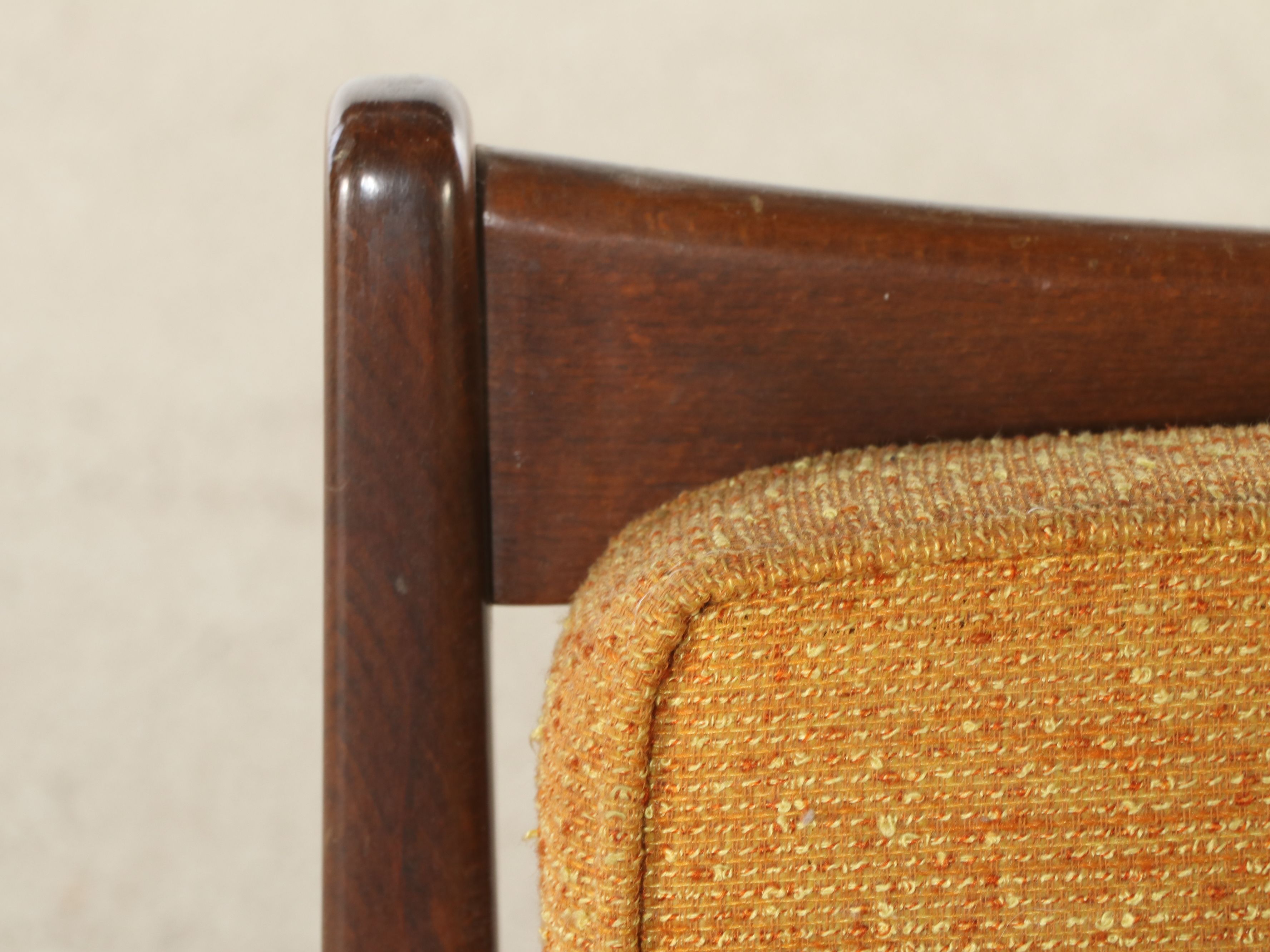 Mid Century Modern Walnut Lounge Chair with Bargello Throw Pillow