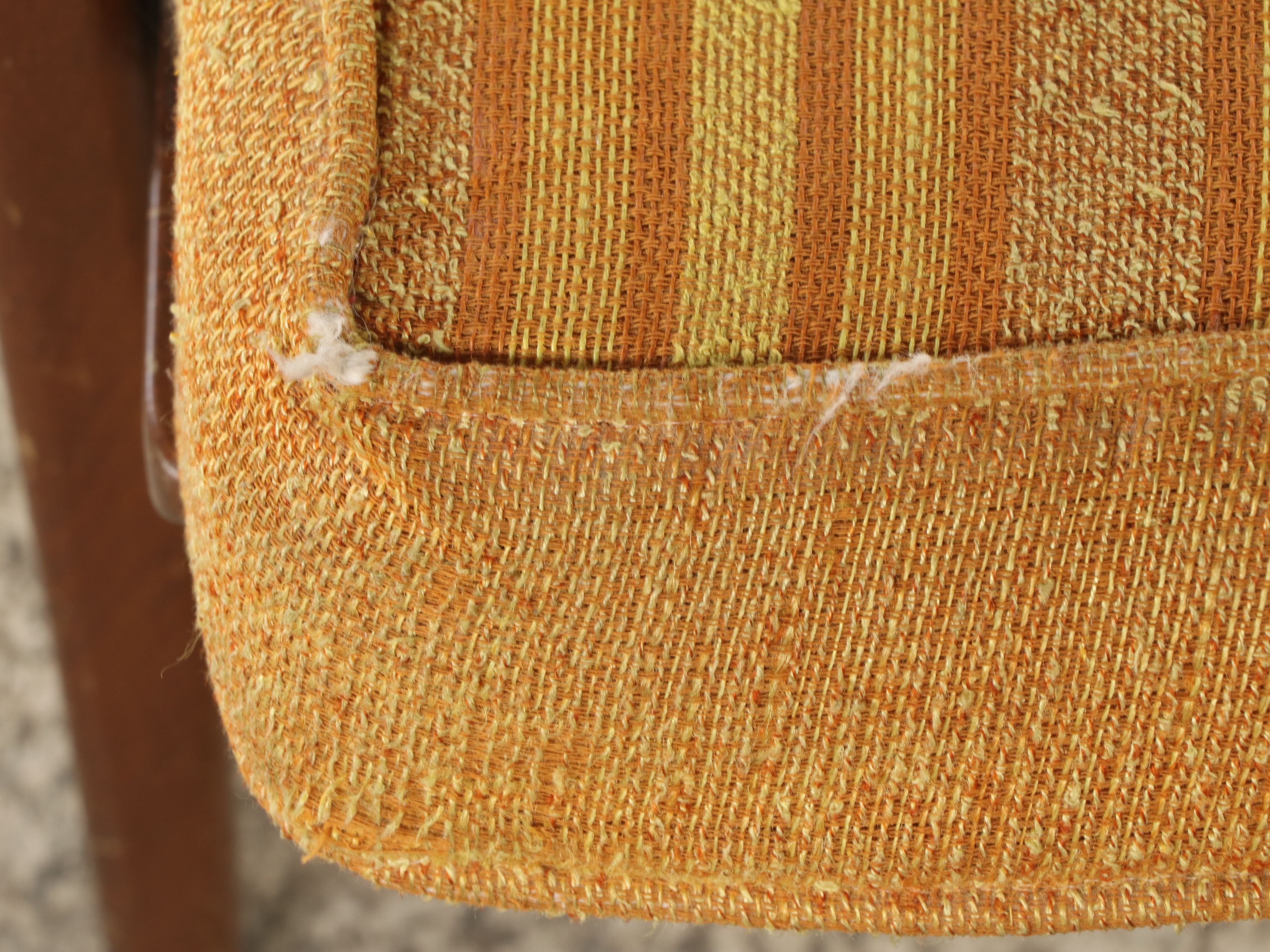 Mid Century Modern Walnut Lounge Chair with Bargello Throw Pillow