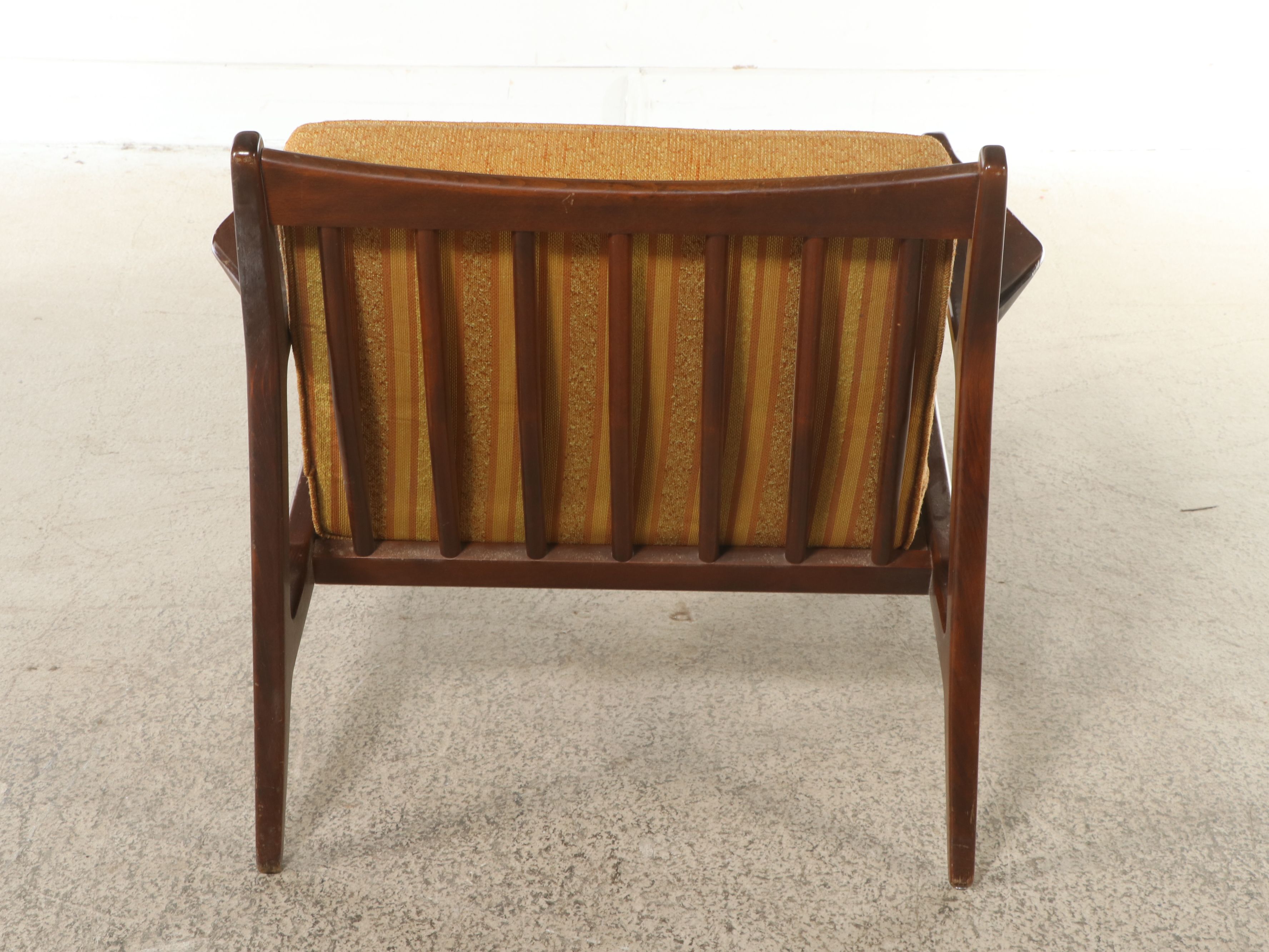 Mid Century Modern Walnut Lounge Chair with Bargello Throw Pillow