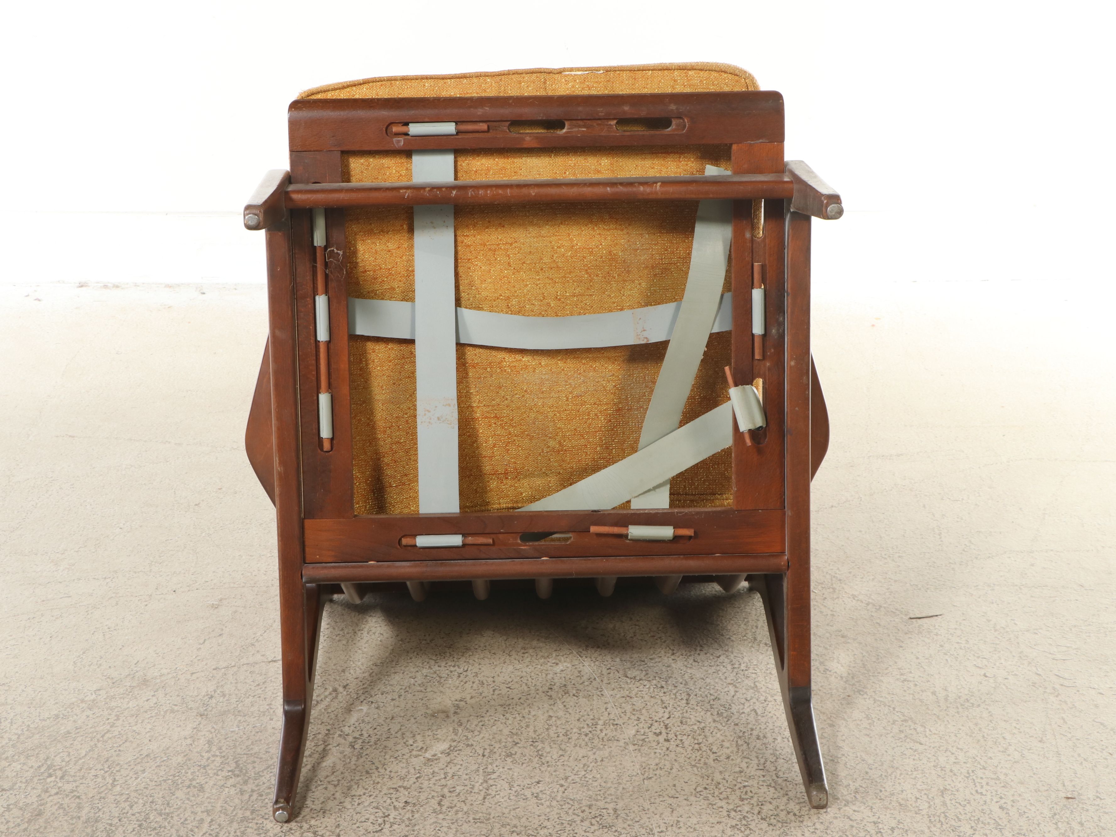 Mid Century Modern Walnut Lounge Chair with Bargello Throw Pillow