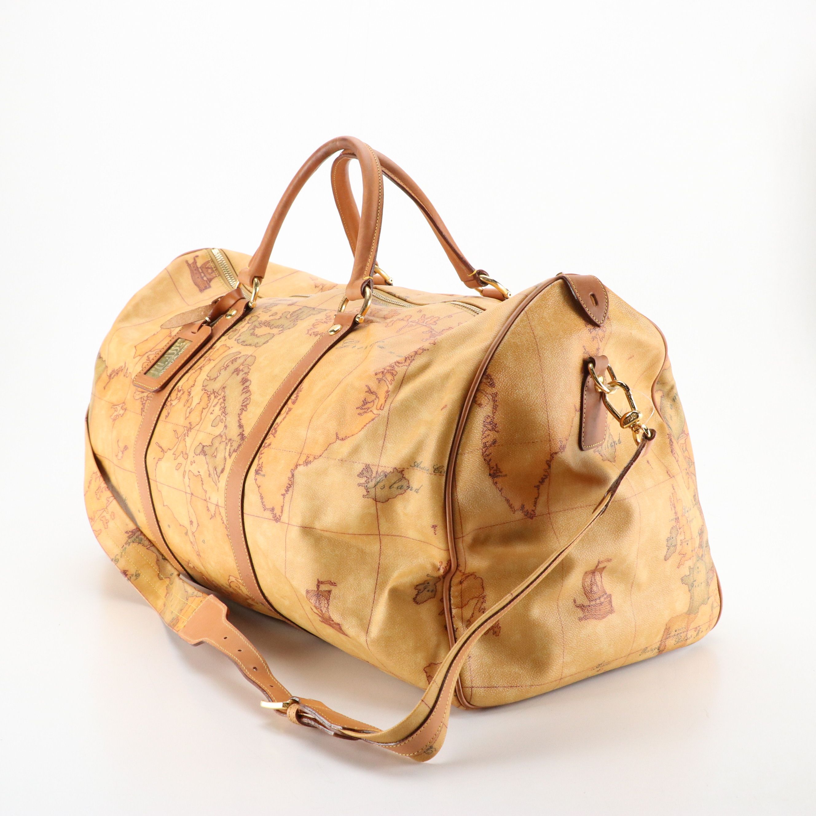 Alviero Martini 1ª Classe Large Travel Duffle in Geo Print Coated Canvas