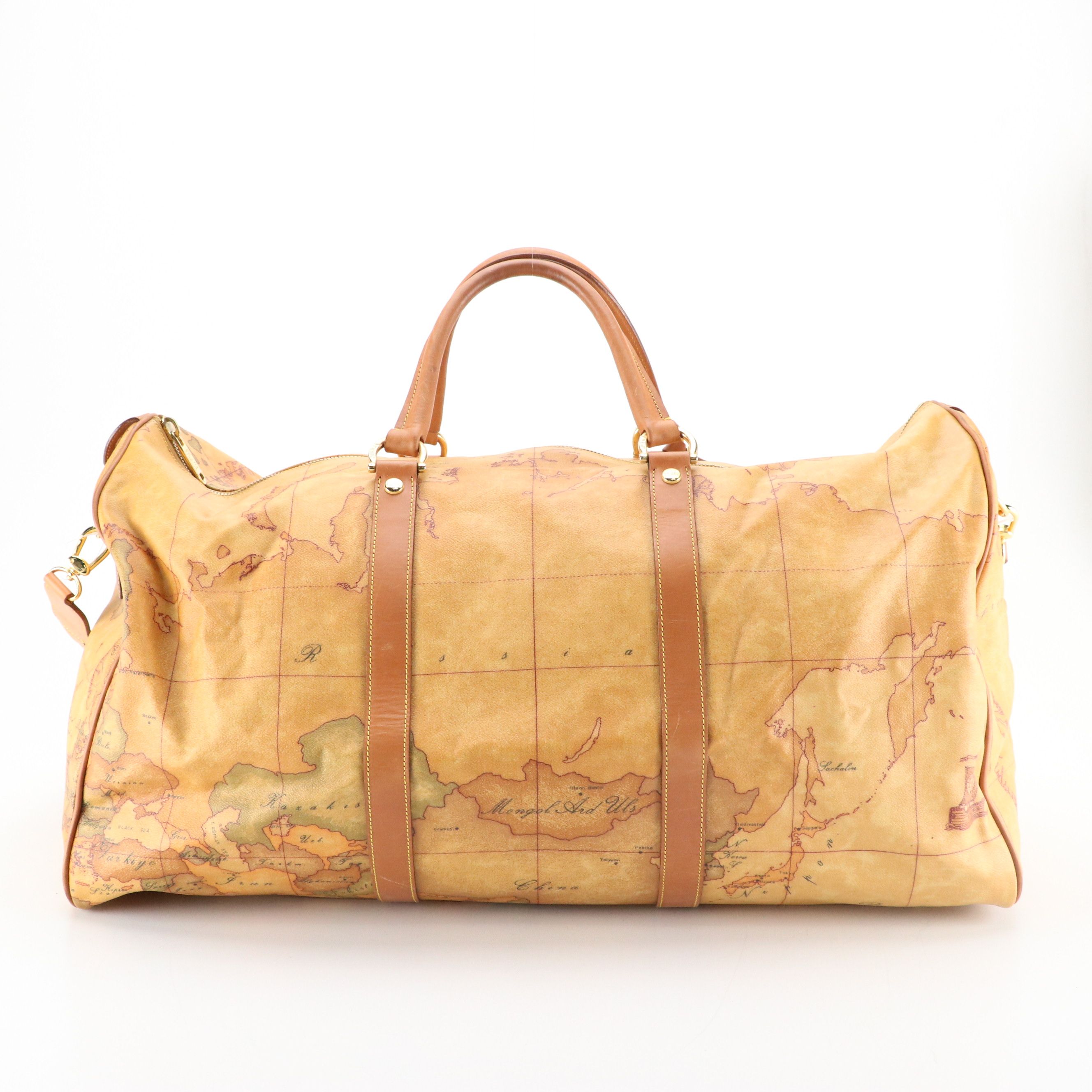 Alviero Martini 1ª Classe Large Travel Duffle in Geo Print Coated Canvas