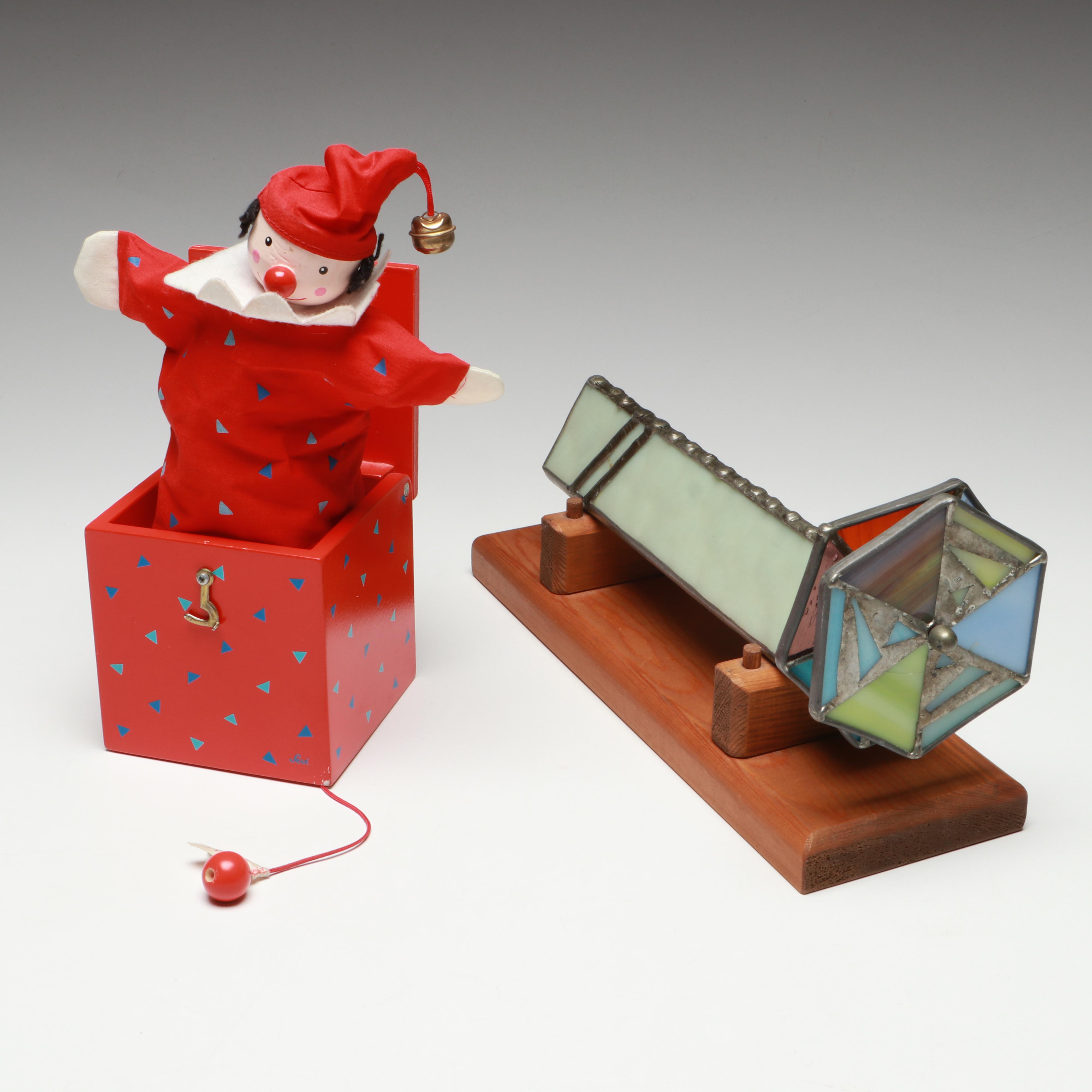 Italian Sevi Jack-in-the-Box and Stained Glass Kaleidoscope