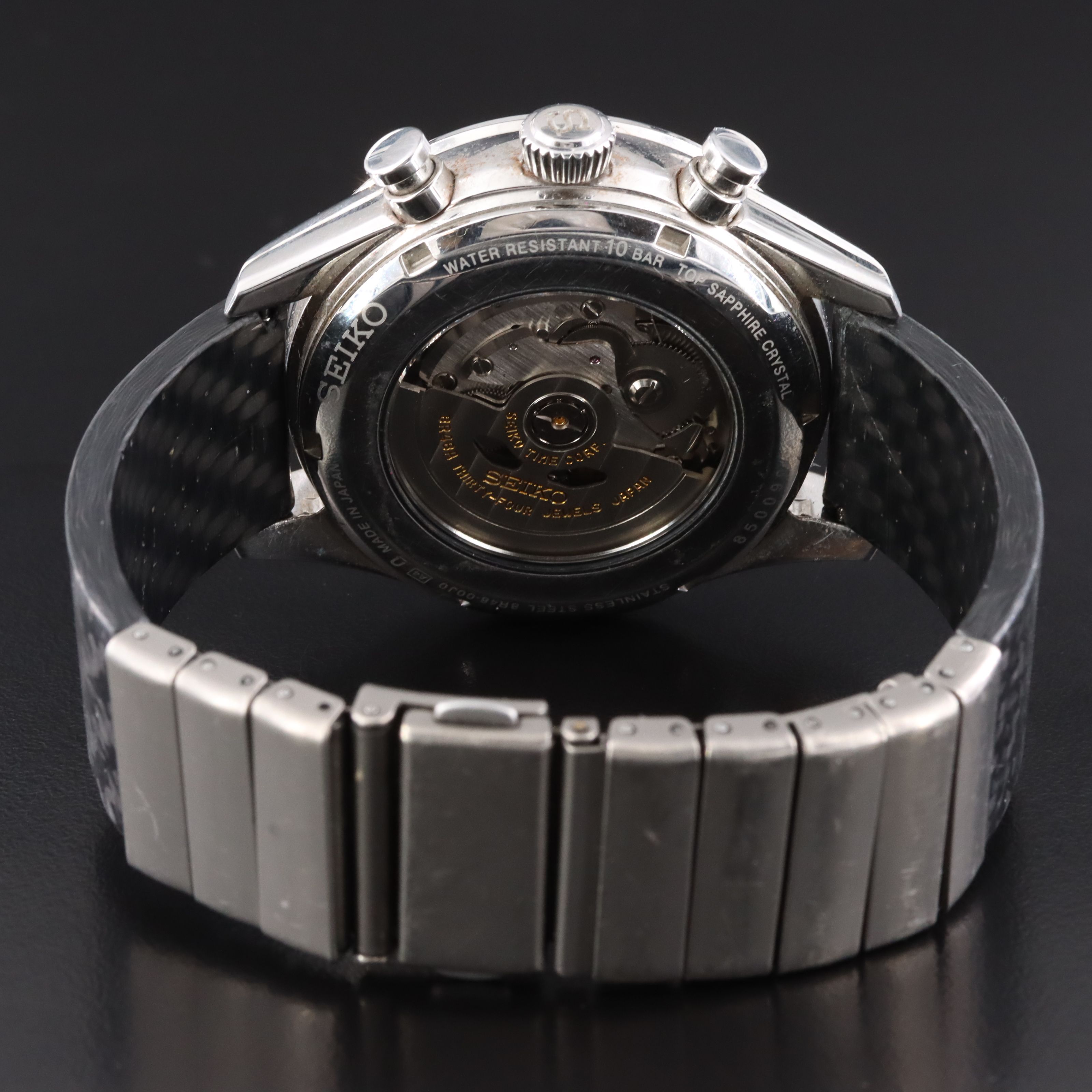 Seiko Presage Automatic Chrono Date Steel Custom Titanium Band Watch