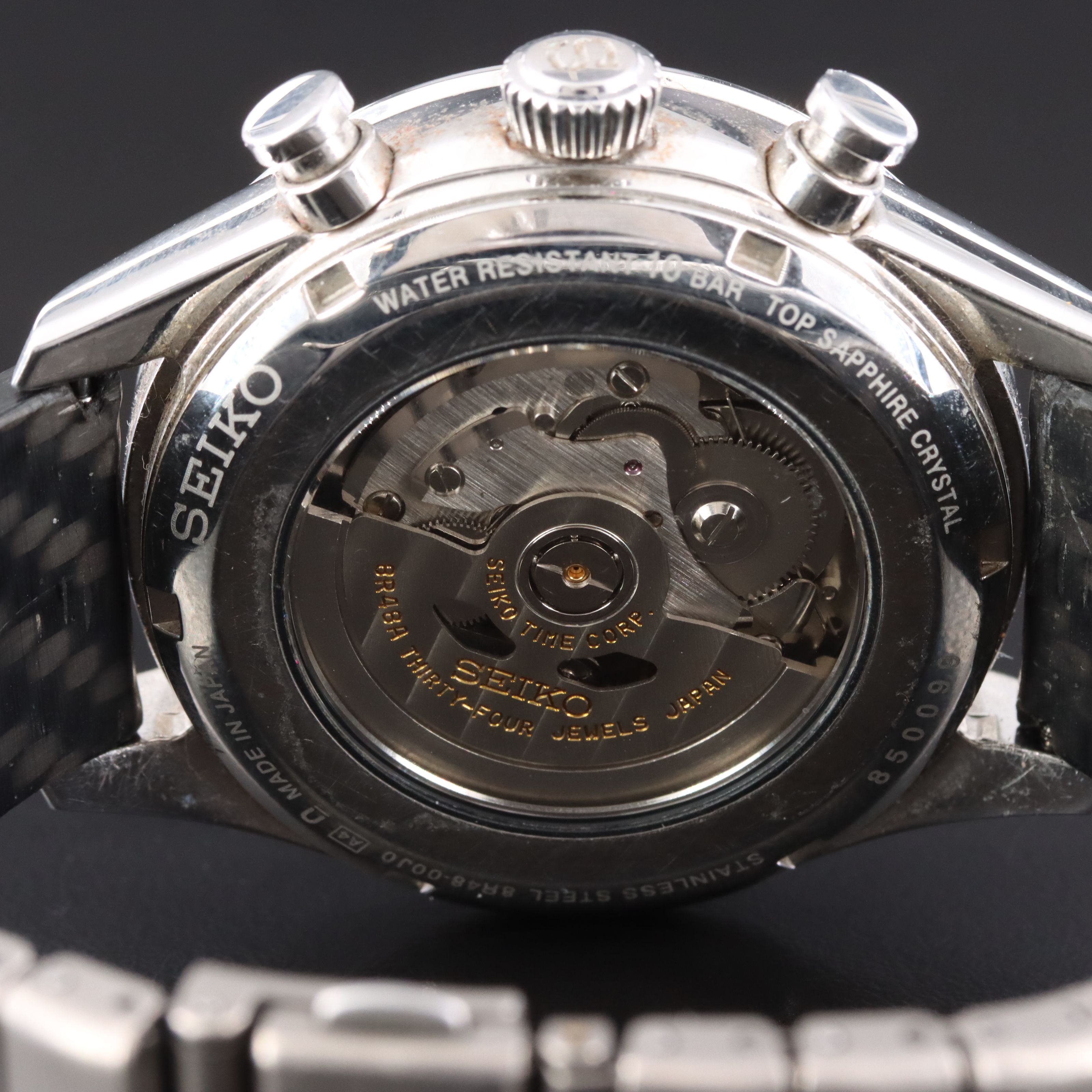 Seiko Presage Automatic Chrono Date Steel Custom Titanium Band Watch