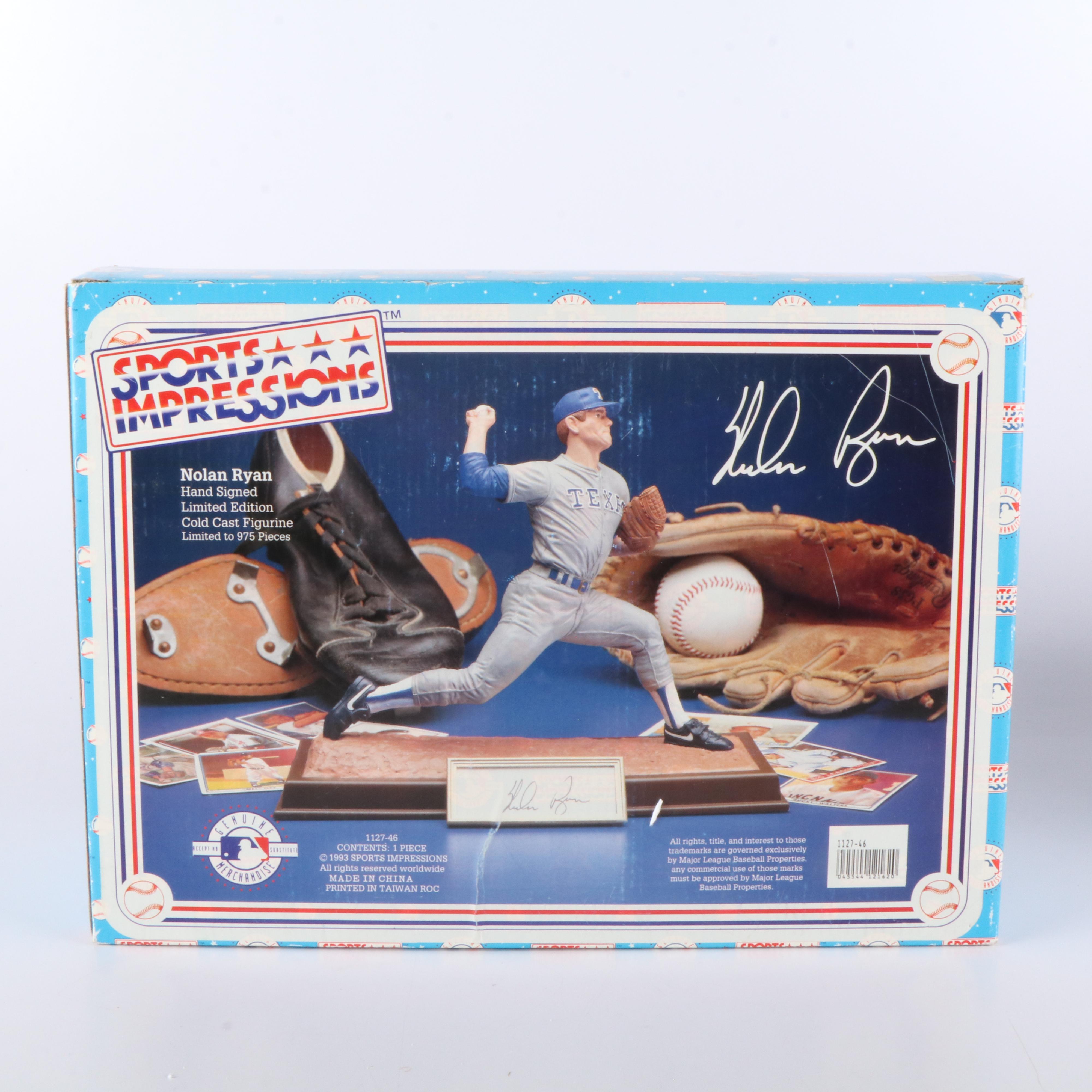 Nolan Ryan Signed Texas Rangers Sports Impressions Baseball Figurine