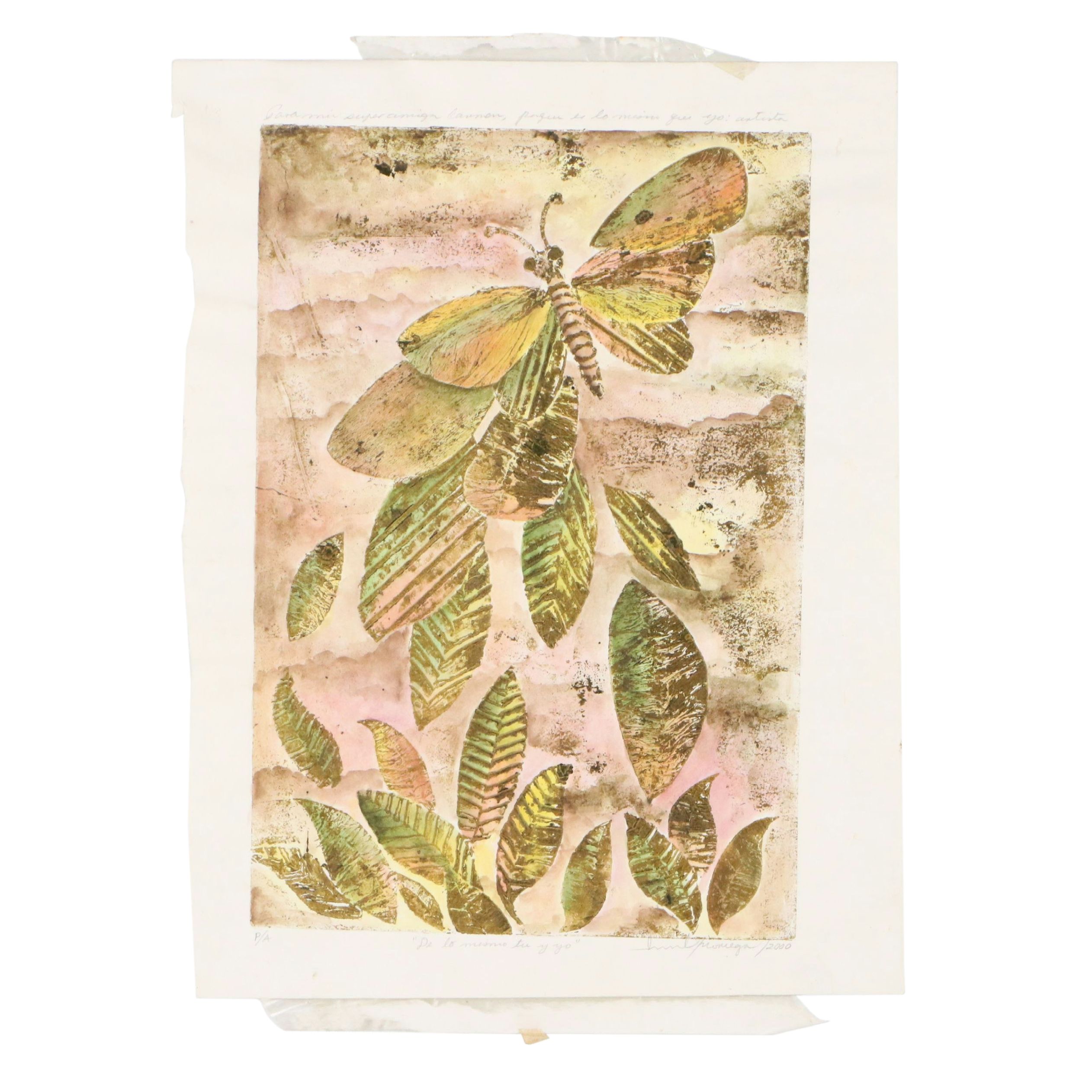 Relief Print of Leaves and Butterfly "De Lo Mismo Tu Y Yo," 2000
