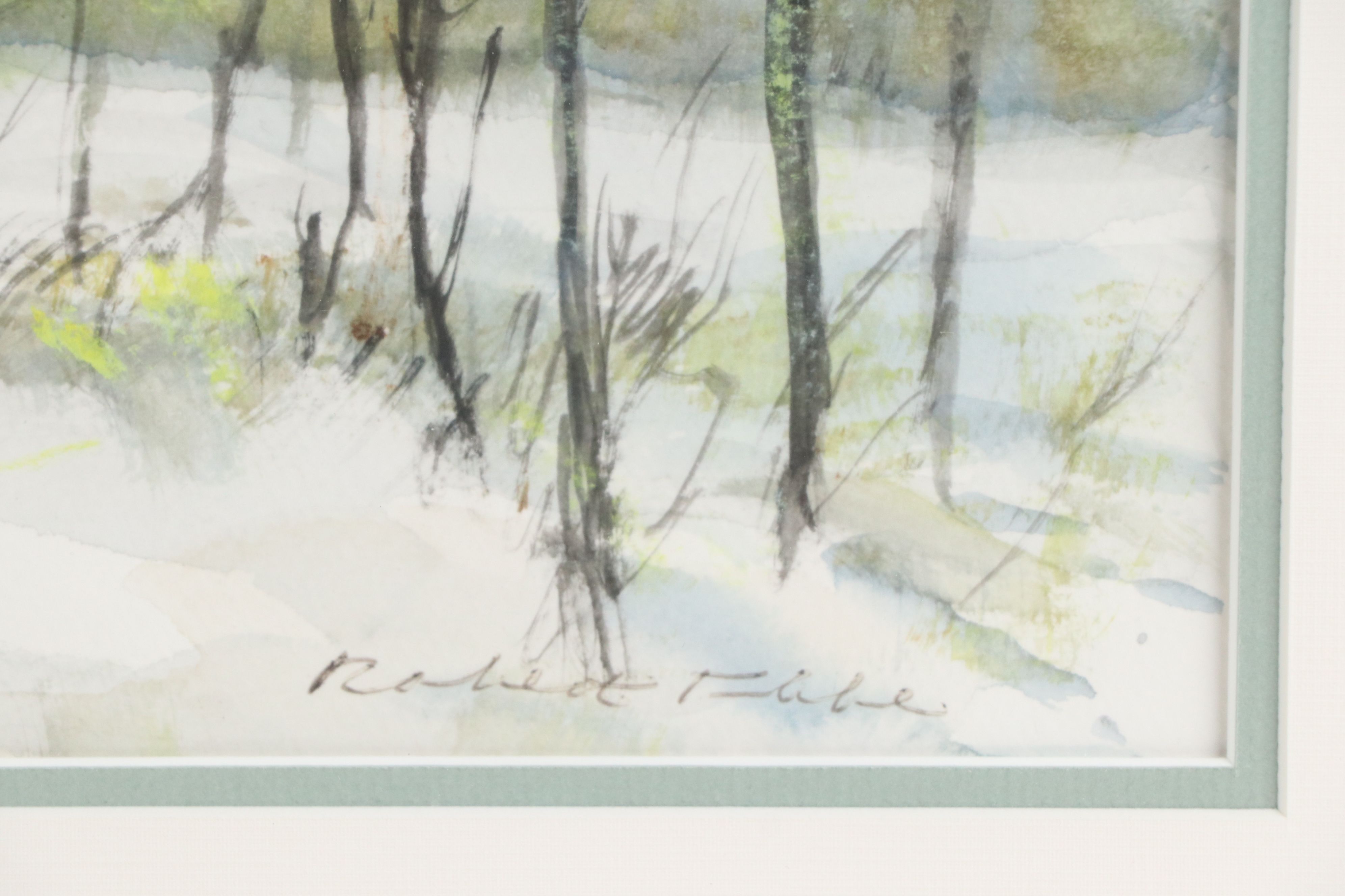 Robert Fabe Watercolor Painting of Lonely Winter House, Mid to Late 20th Century