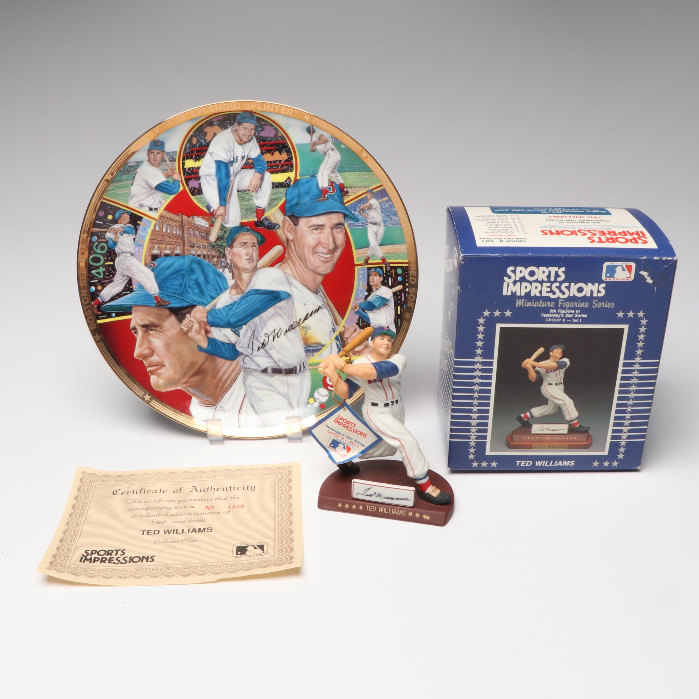 Sports Impressions Ted Williams Boston Red Sox Collector's Plate and Figurine