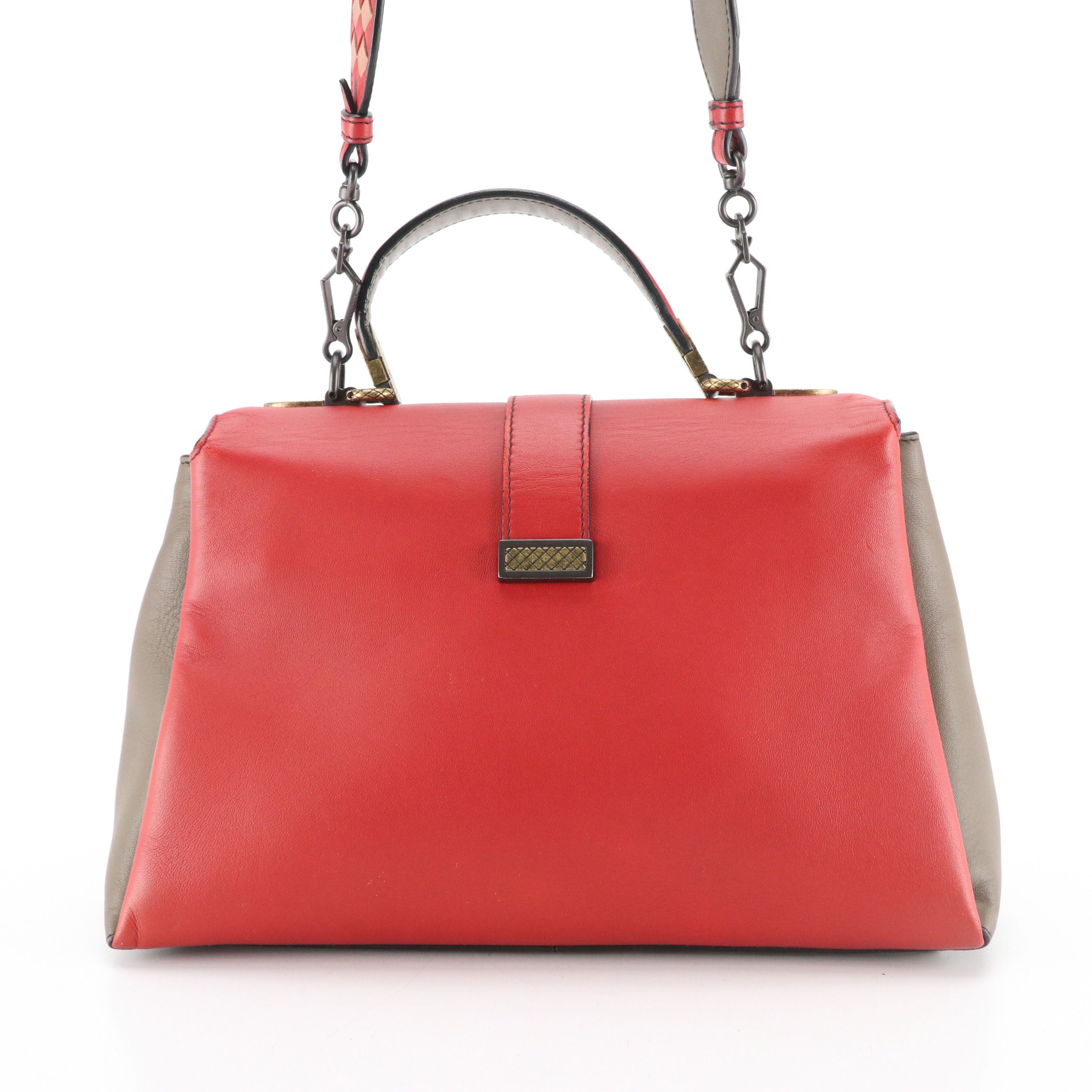 Bottega Veneta Piazza Top Handle Two-Way Bag in Tricolor Calfskin Leather
