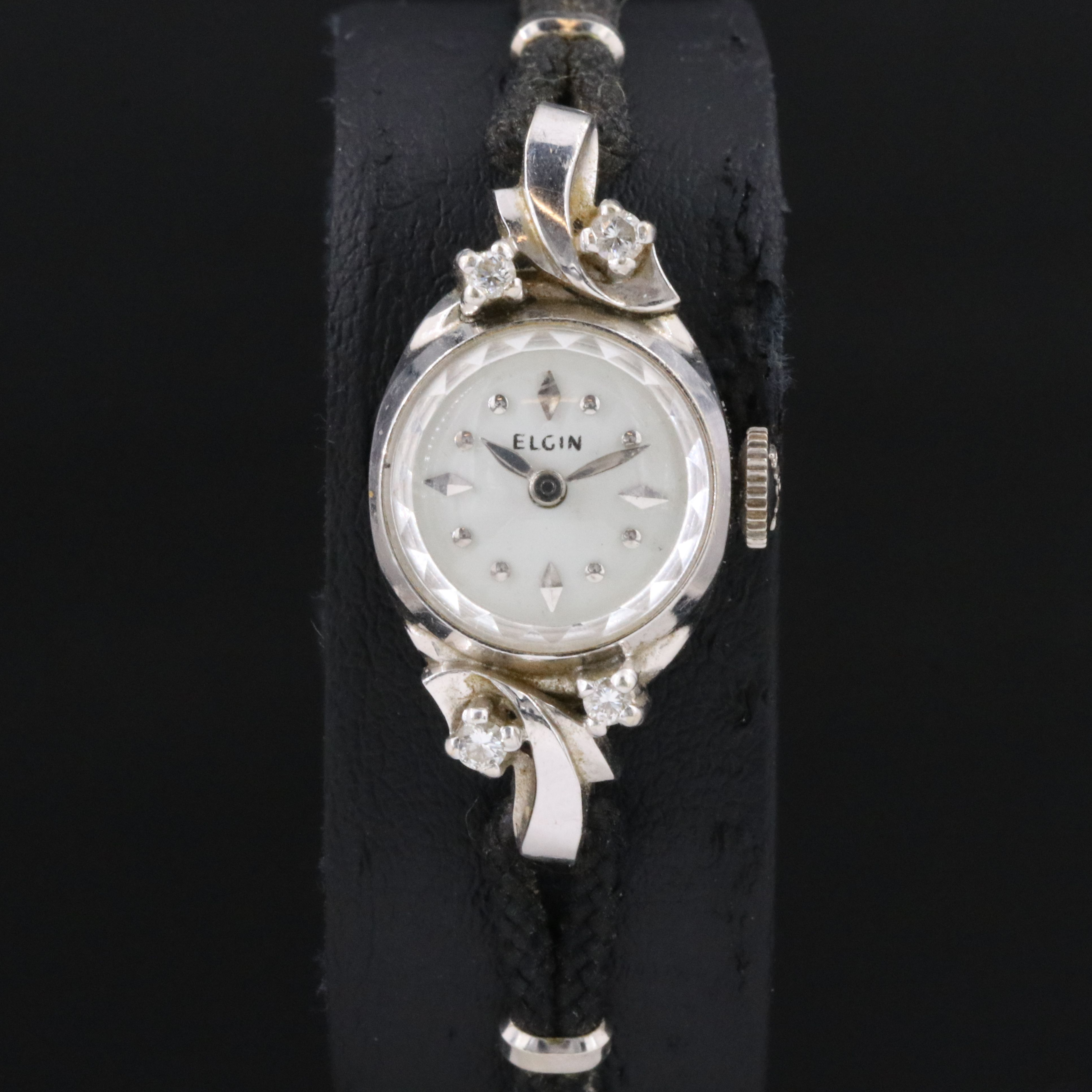 Vintage Elgin 14K Diamond Stem Wind Watch