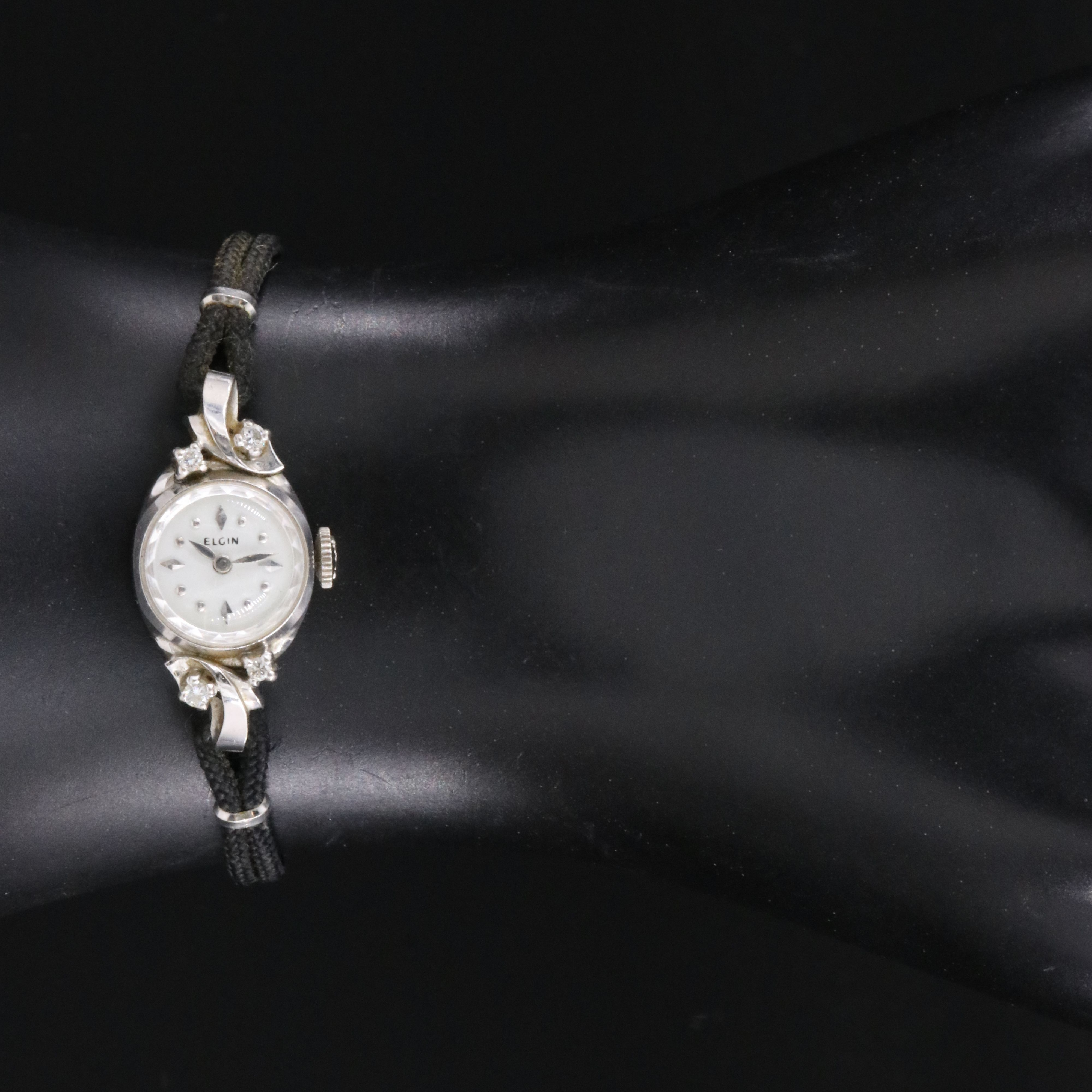 Vintage Elgin 14K Diamond Stem Wind Watch