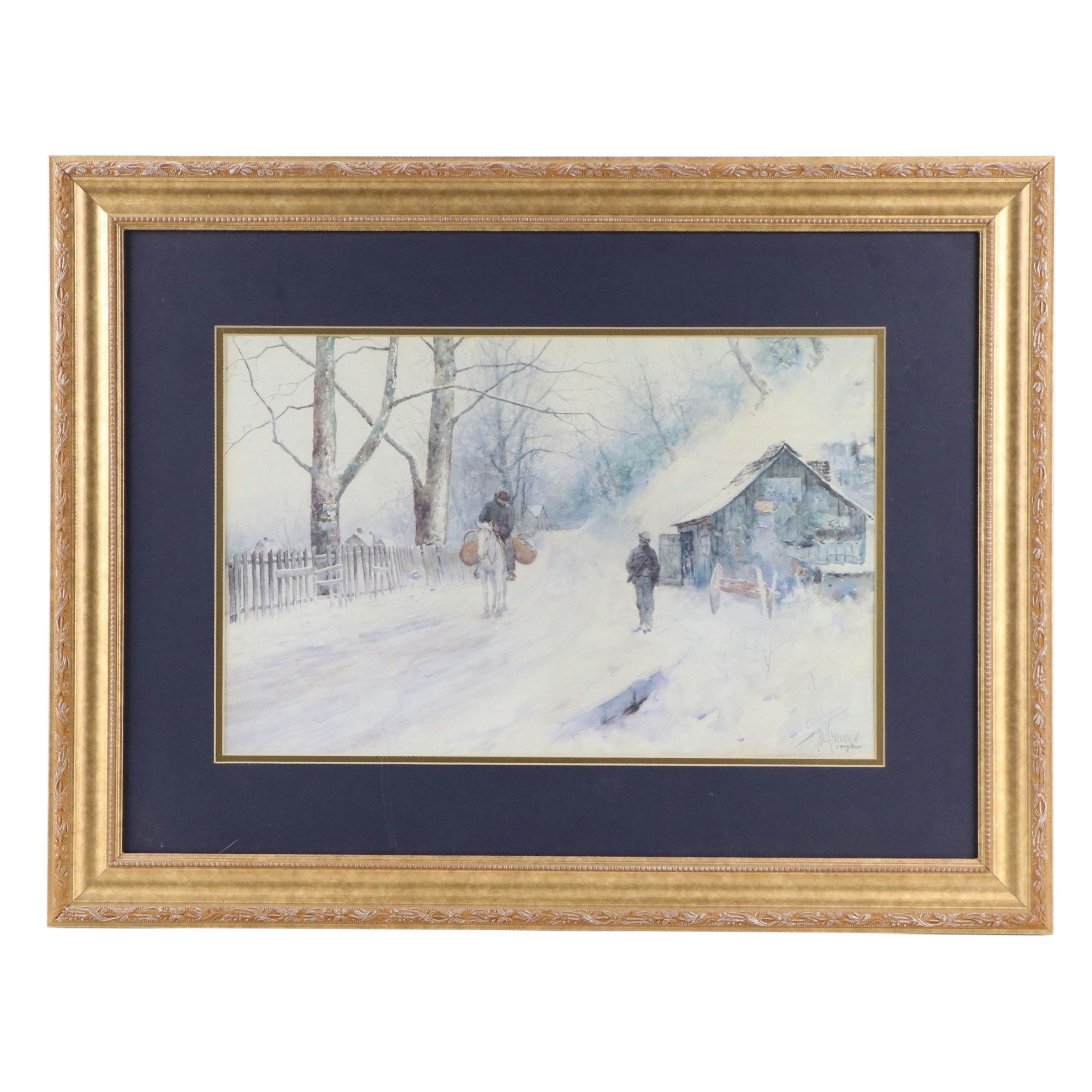 Paul Sawyier Offset Lithograph "The Blacksmith Shop," 1992