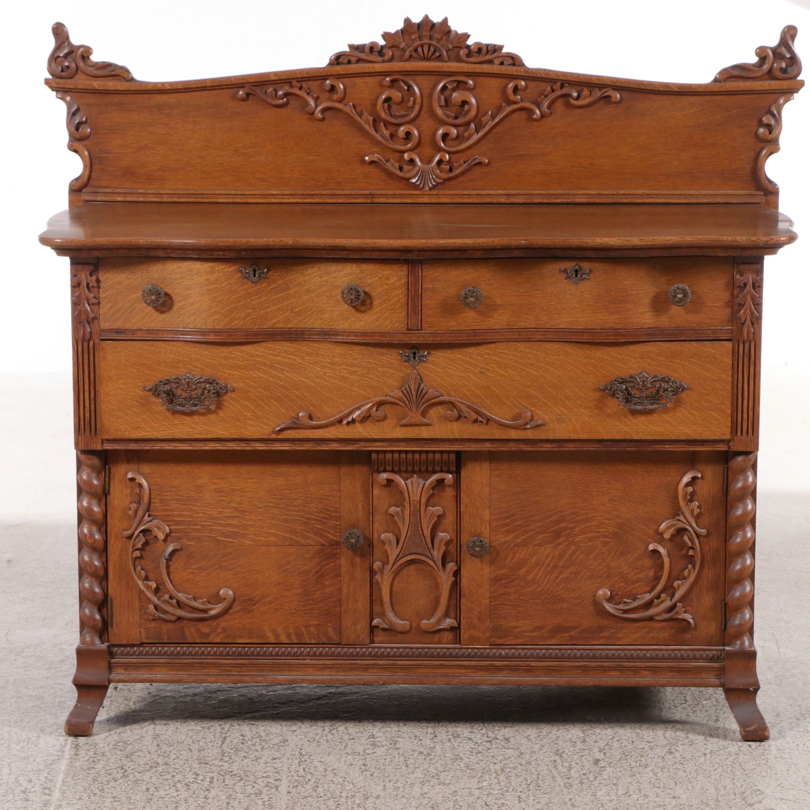 Late Victorian Oak Buffet, Late 19th/Early 20th Century