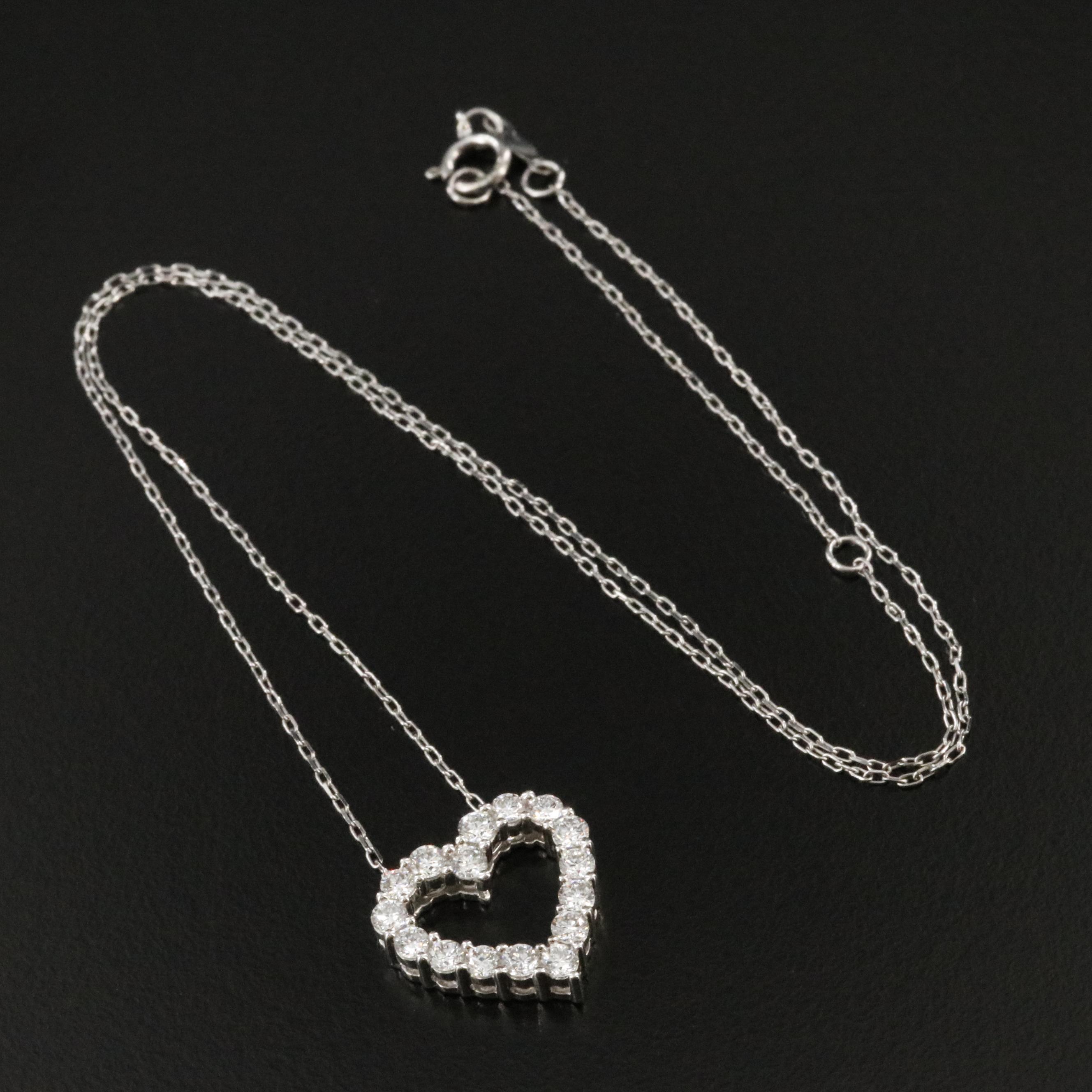14K 1.00 CTW Lab Grown Diamond Heart Necklace