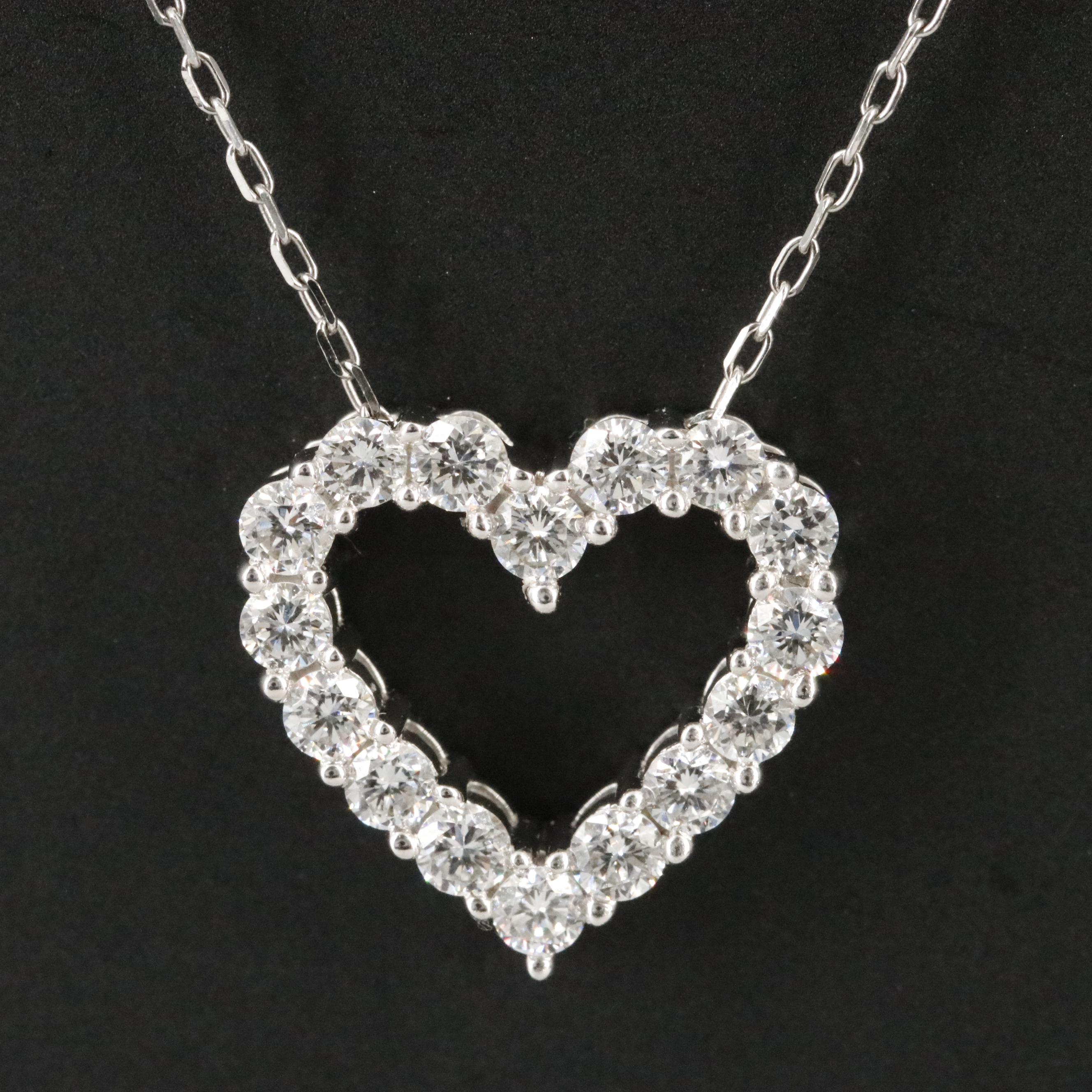 14K 1.00 CTW Lab Grown Diamond Heart Necklace