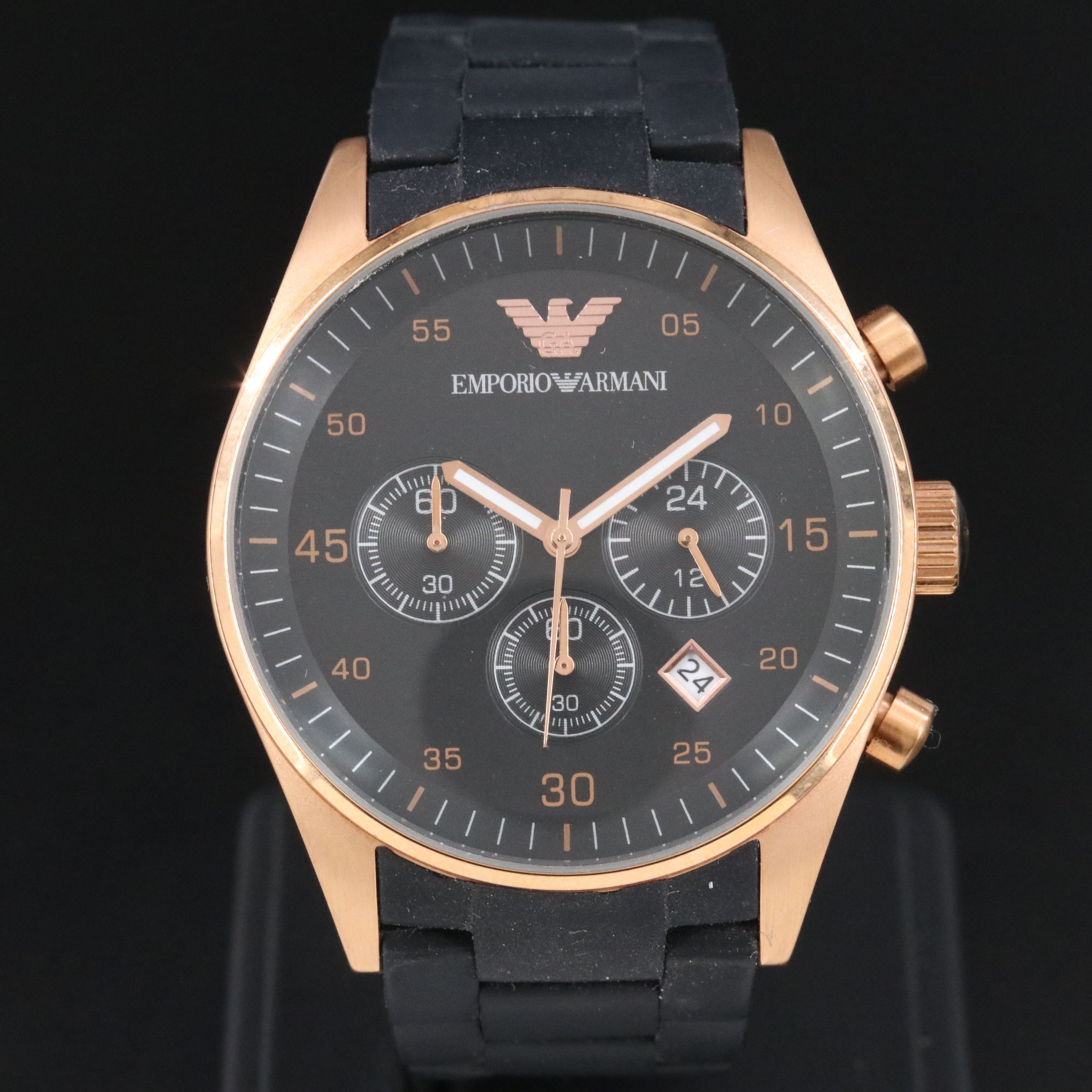 Emporio Armani Rose-Tone Stainless Steel Chronograph Watch #AR-5905
