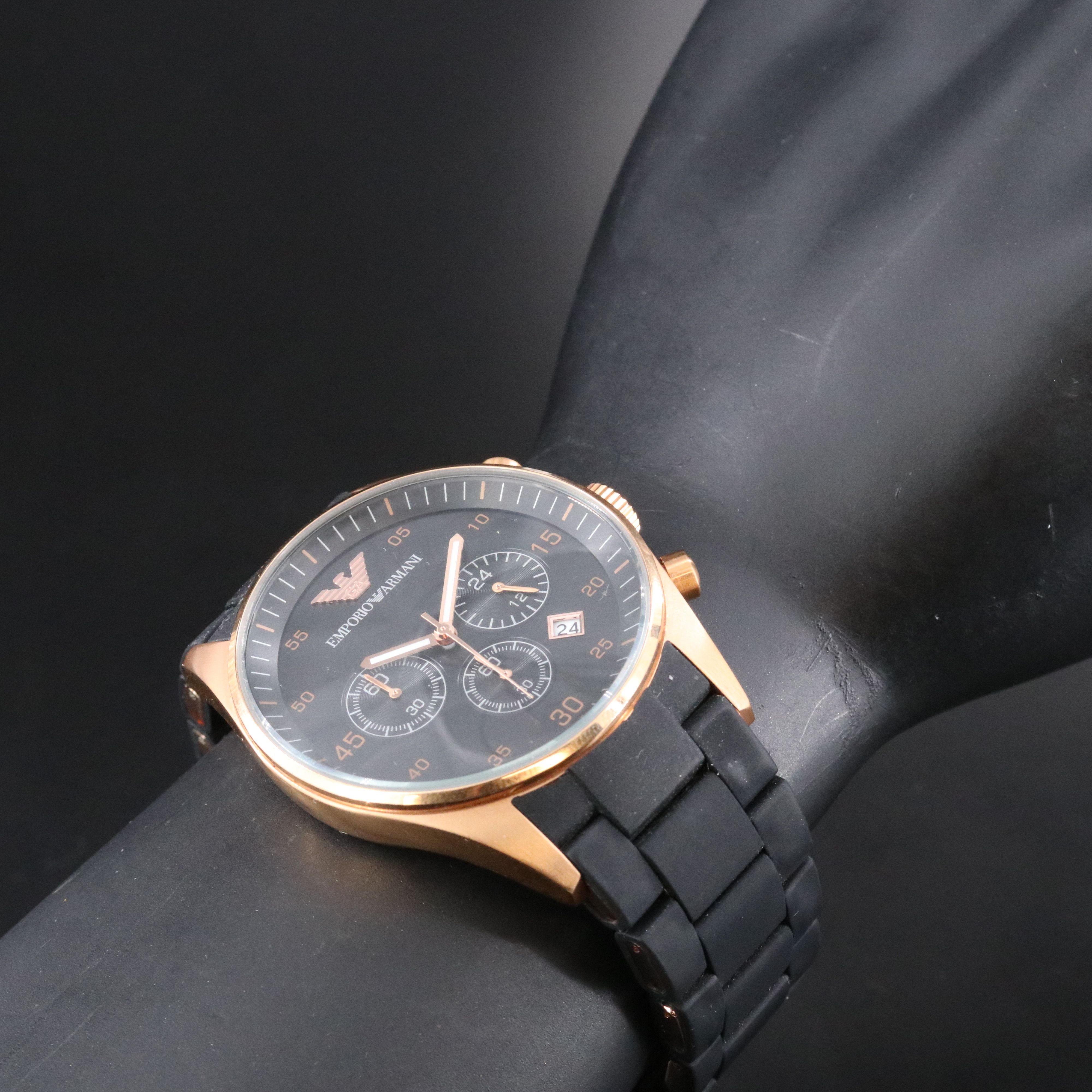 Emporio Armani Rose-Tone Stainless Steel Chronograph Watch #AR-5905