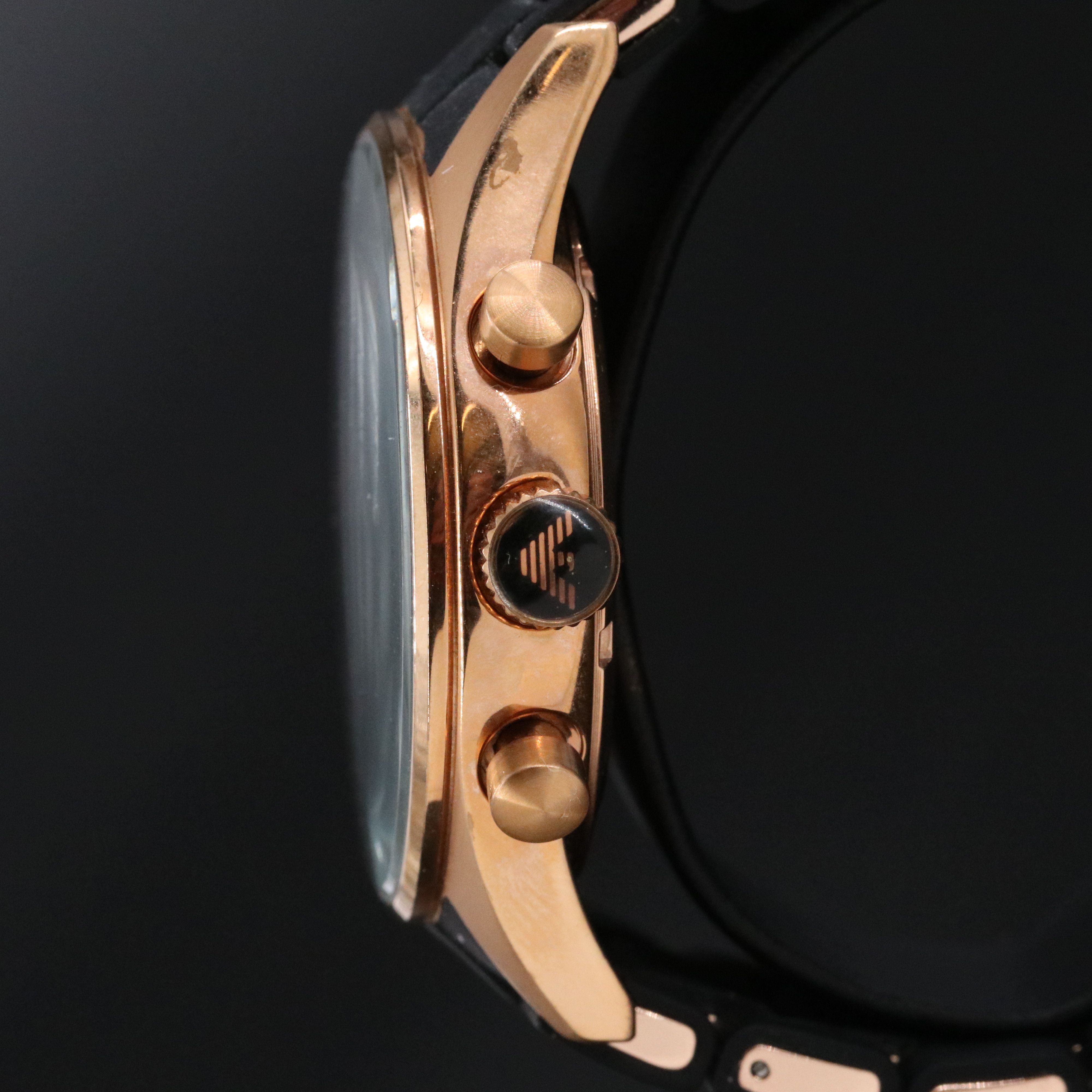 Emporio Armani Rose-Tone Stainless Steel Chronograph Watch #AR-5905