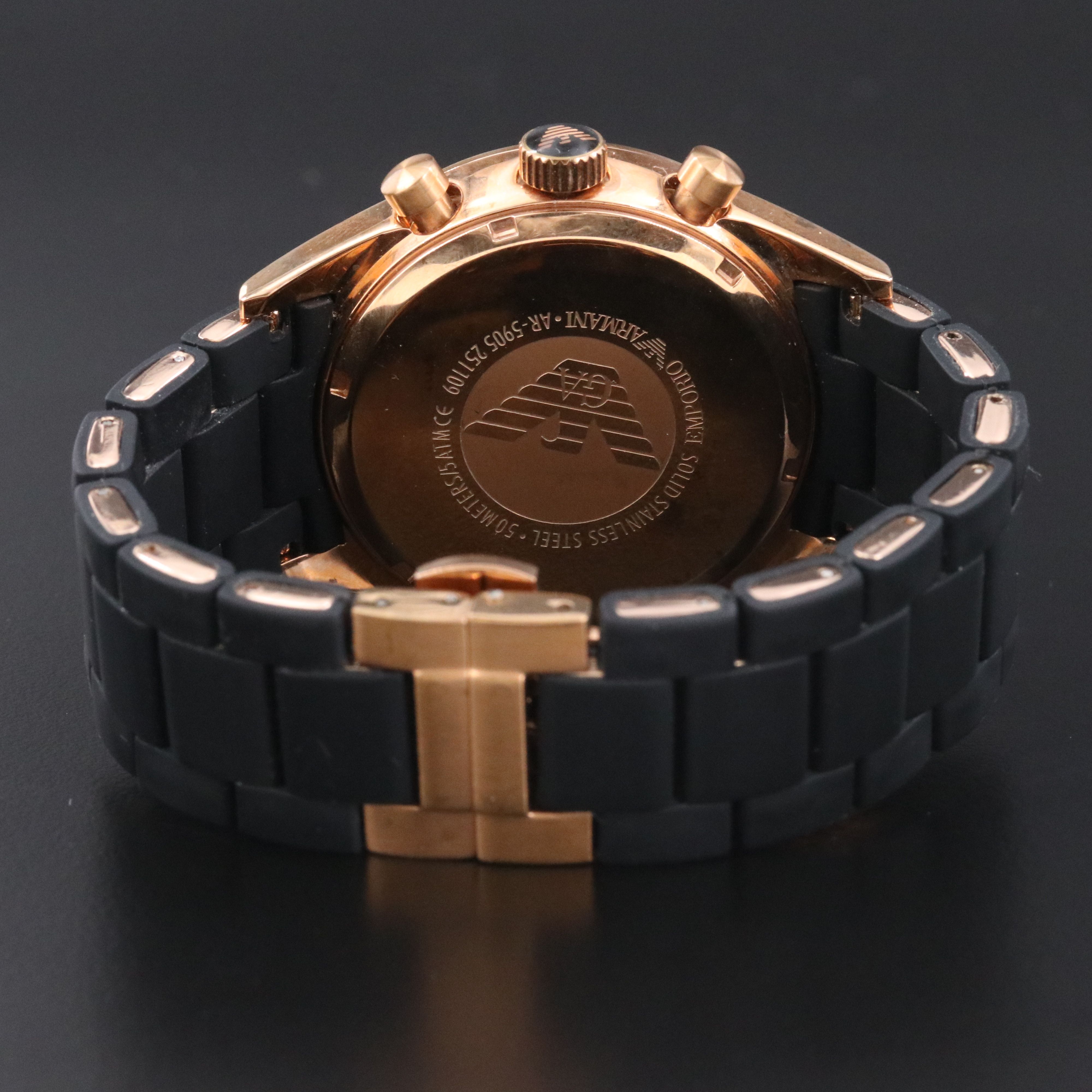 Emporio Armani Rose-Tone Stainless Steel Chronograph Watch #AR-5905