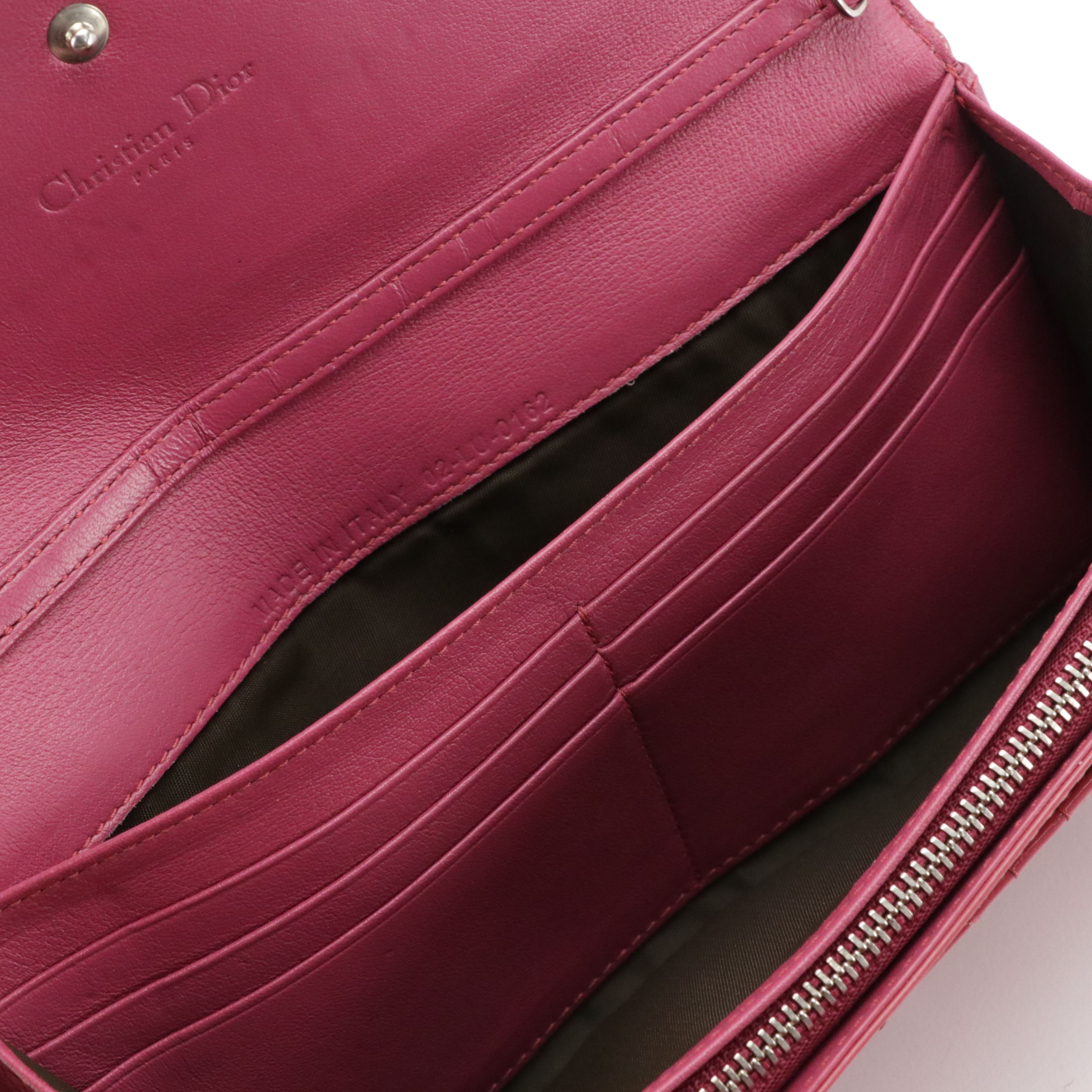 Christian Dior Flap Wallet in Pink Cannage Patent Leather