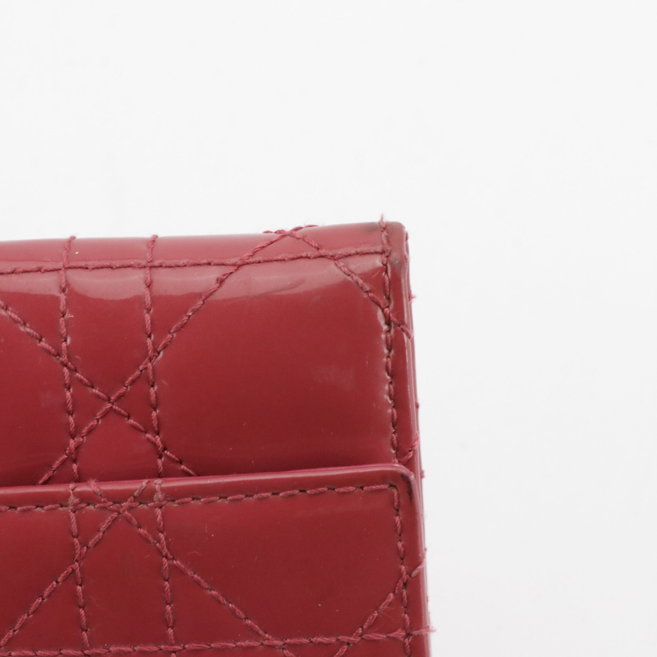 Christian Dior Flap Wallet in Pink Cannage Patent Leather