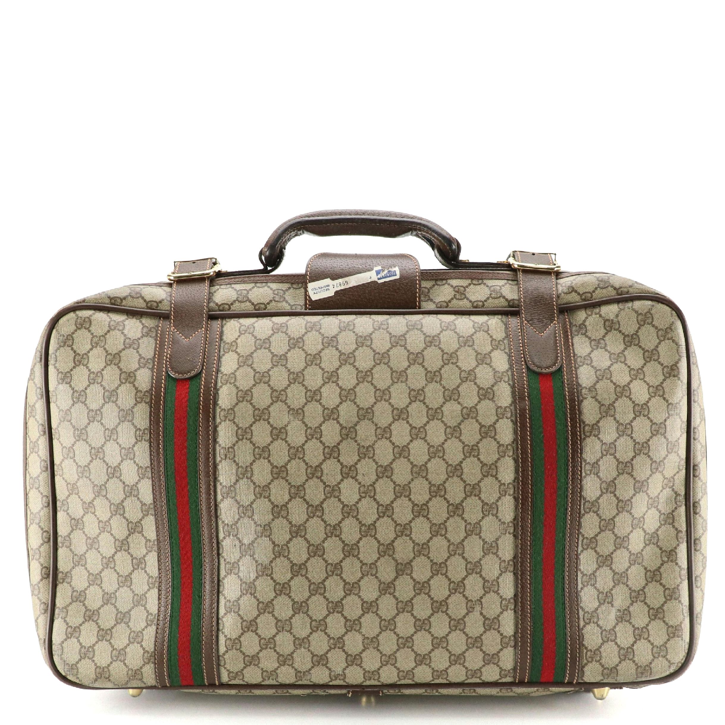 Gucci Web Stripe 60cm Soft Suitcase in GG Supreme Canvas and Leather