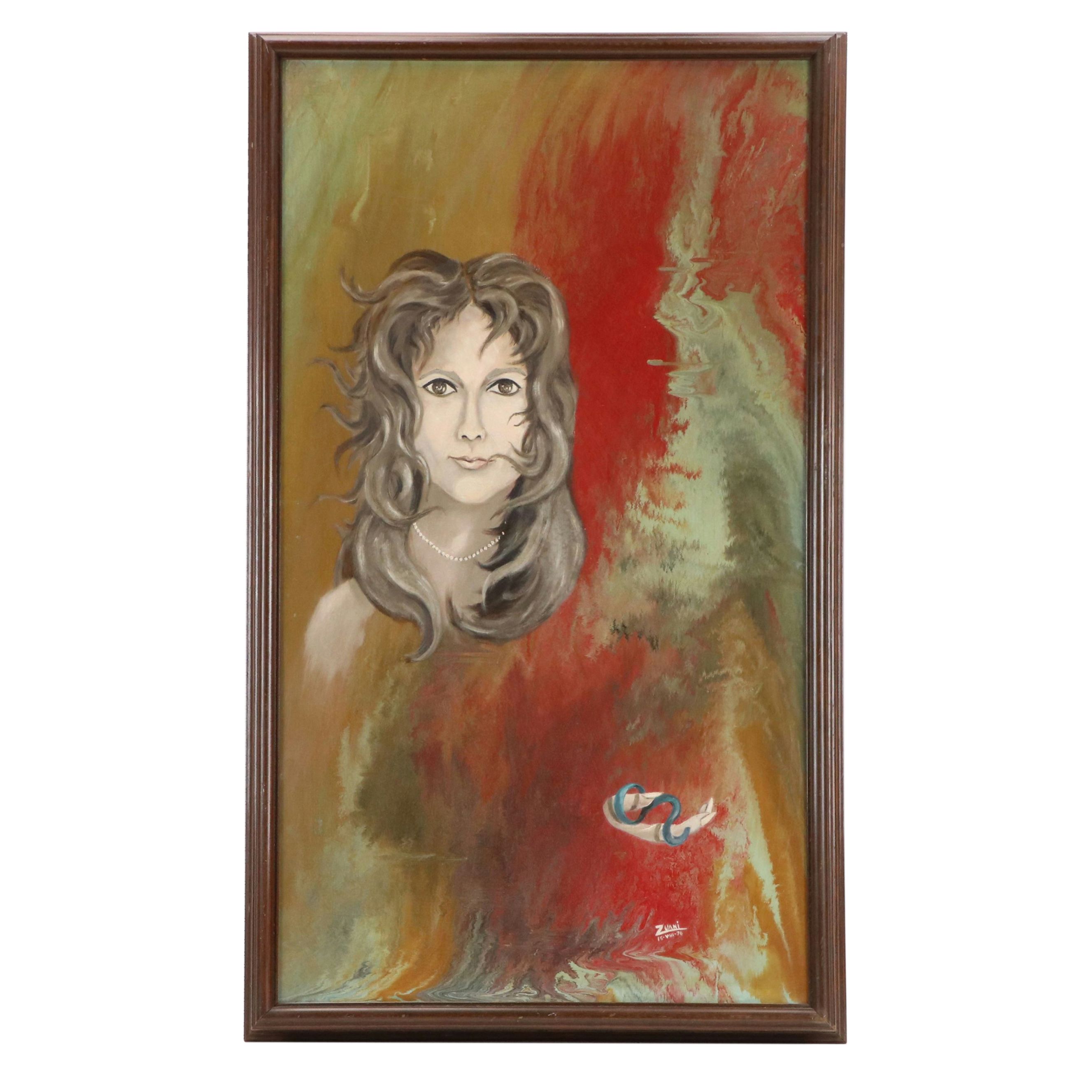 Sergio Zvani Oil Painting "Carmen Alicia Guerra Villarreal," 1979