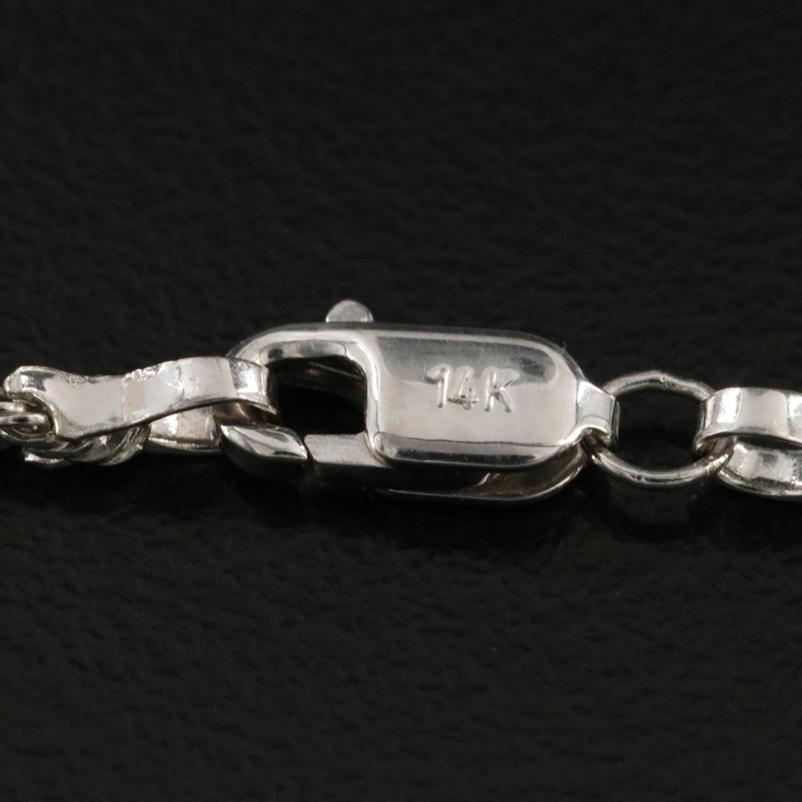 Sterling CZ Pendant on 14K Rope Chain Necklace