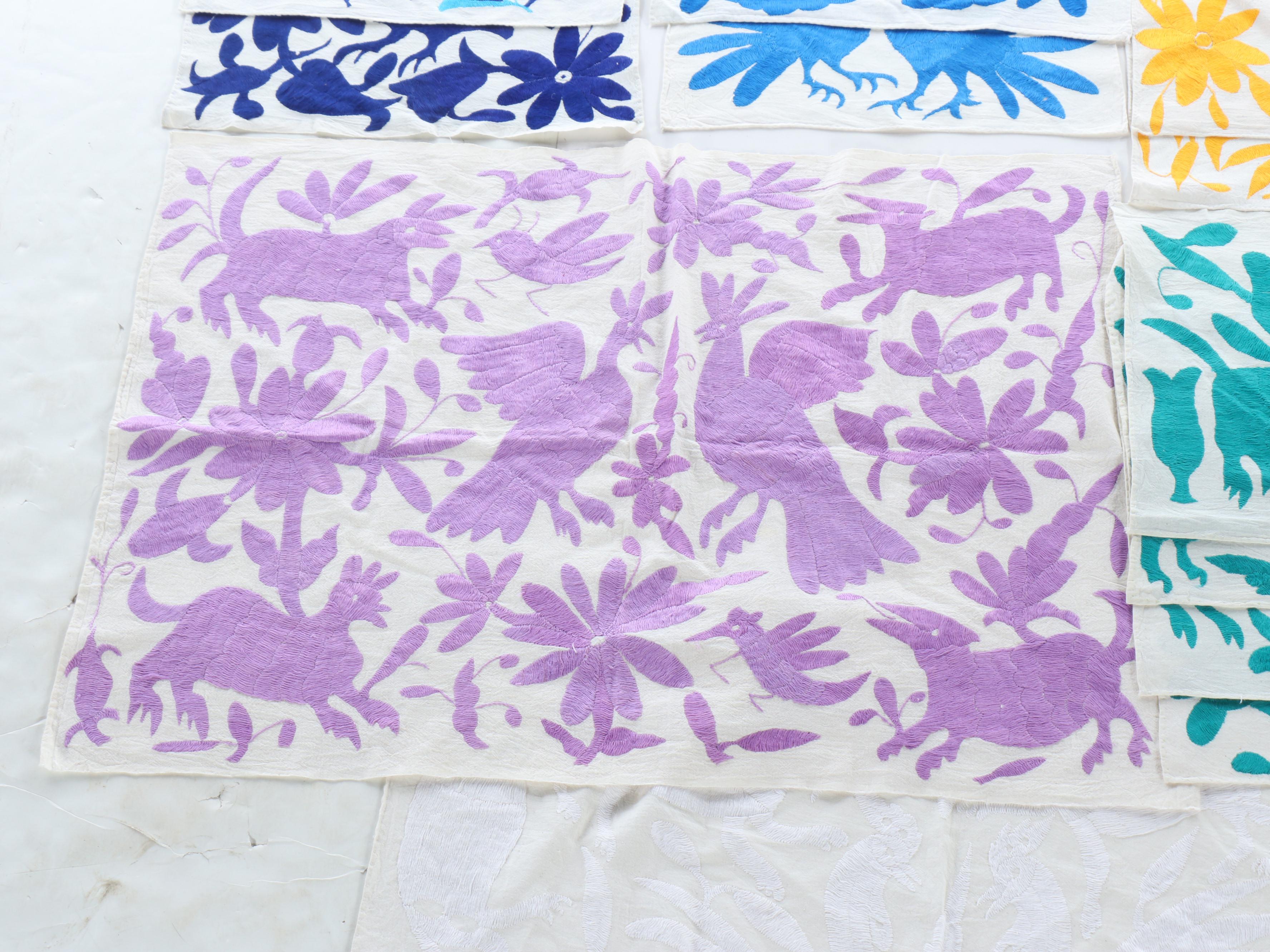 Mexican Tenango Otomi Embroidered Table Cloths and Mats