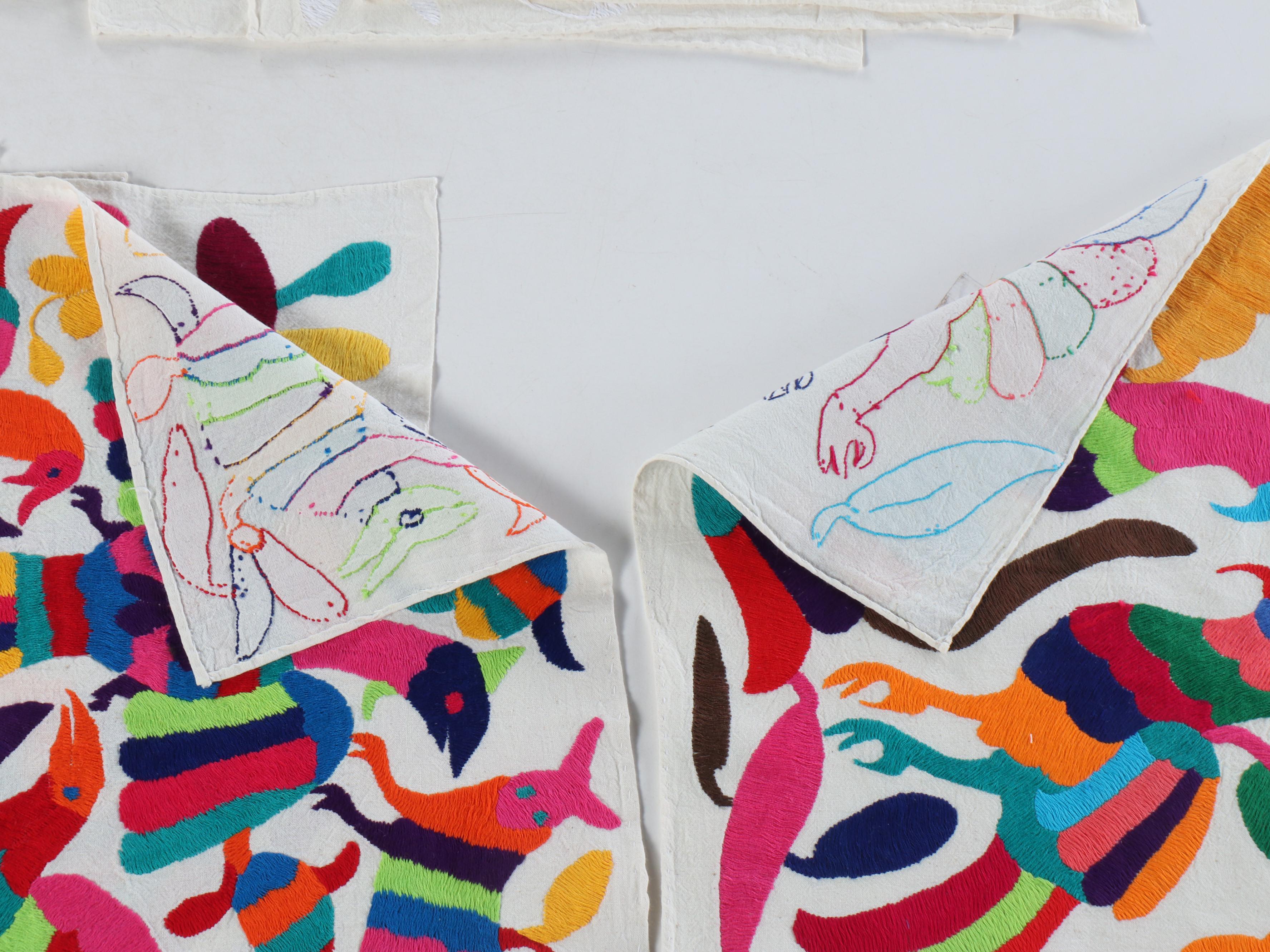 Mexican Tenango Otomi Embroidered Table Cloths and Mats