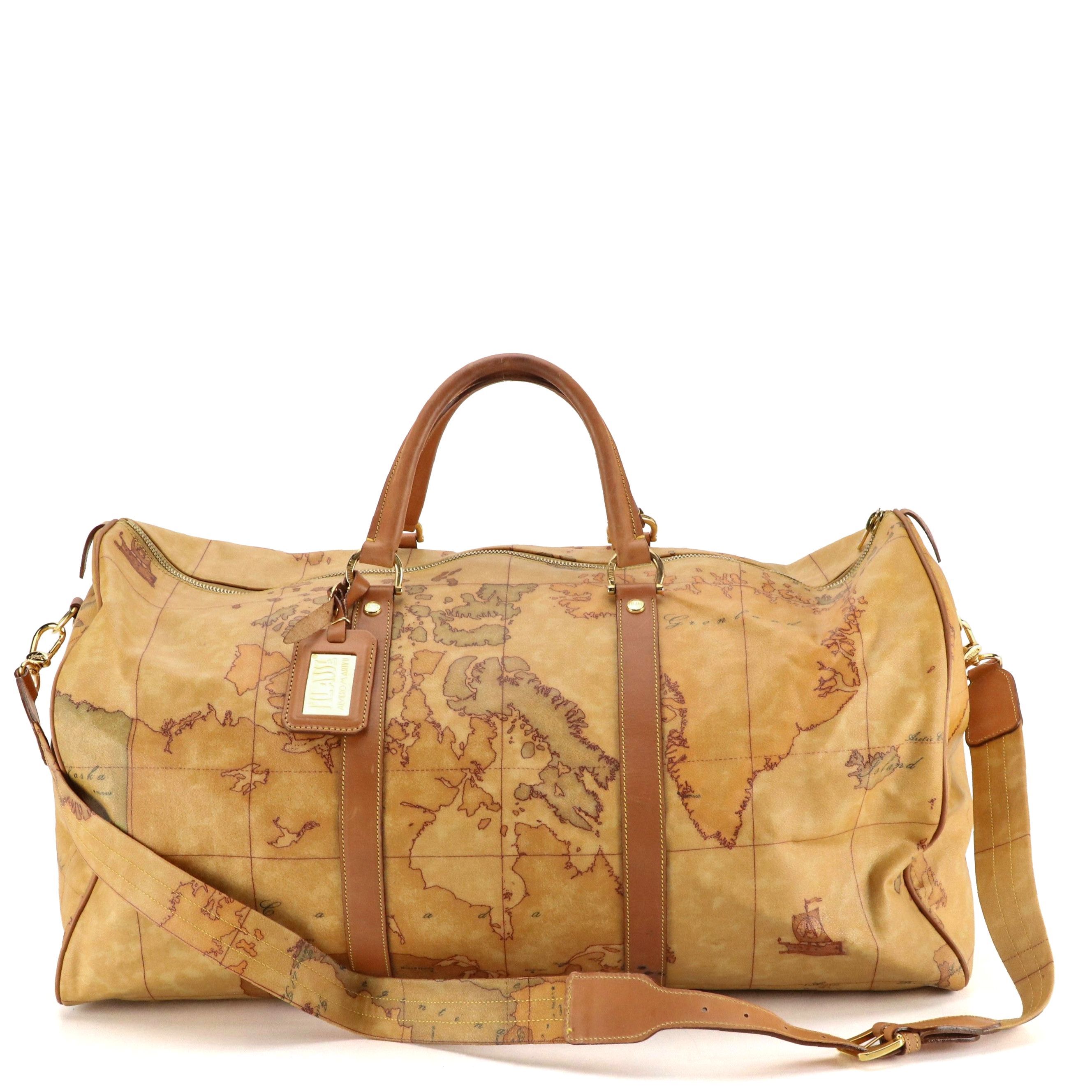 Alviero Martini 1ª Classe Large Travel Duffle in Geo Print Coated Canvas
